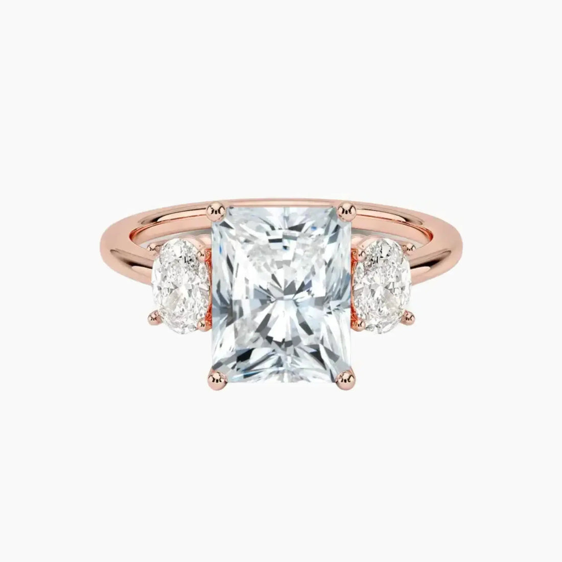 Liora Radiant Three Stone Diamond Ring Setting in 18K Yellow Gold