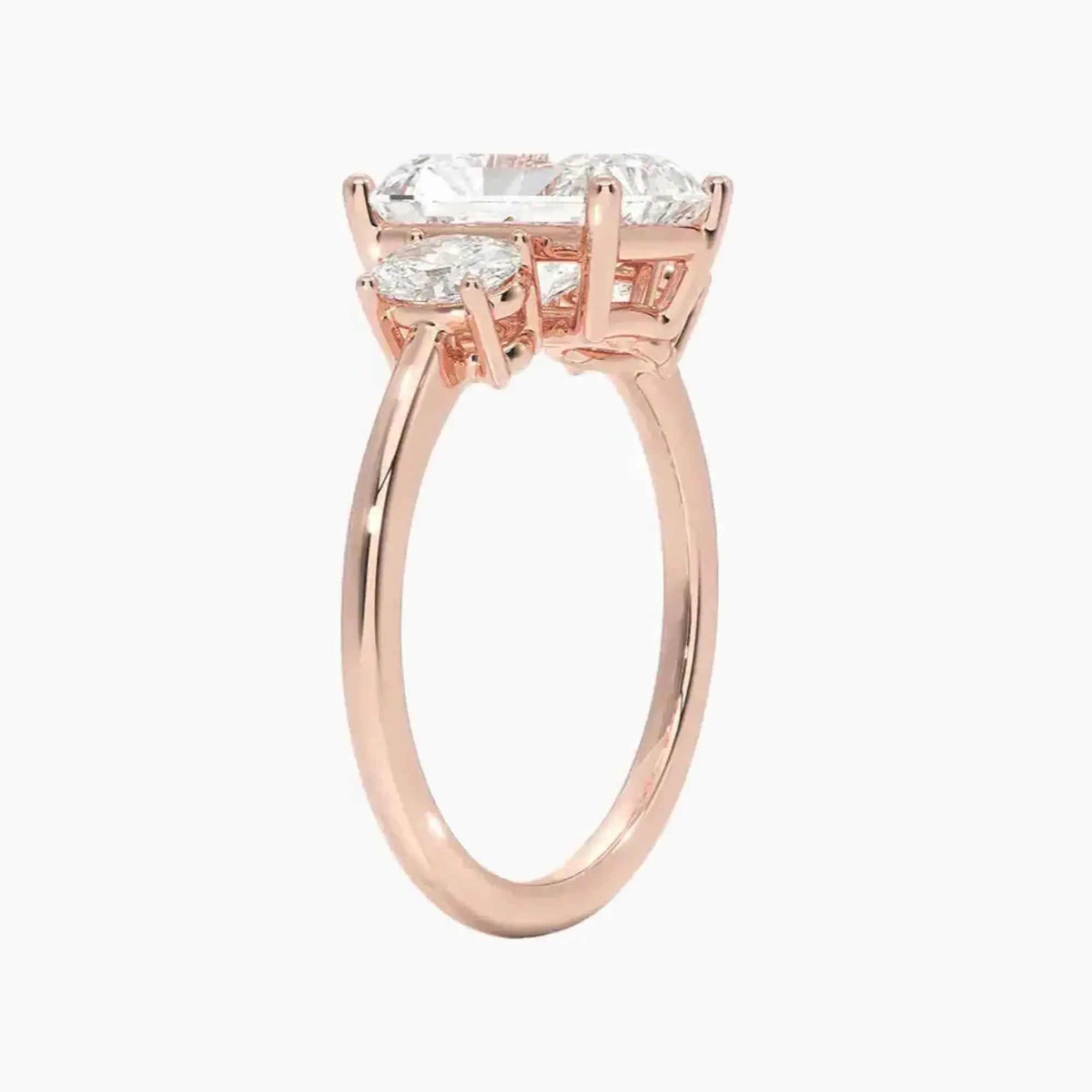 Liora Radiant Three Stone 3 Carat Lab Grown Diamond Engagement Ring in 18K Yellow Gold