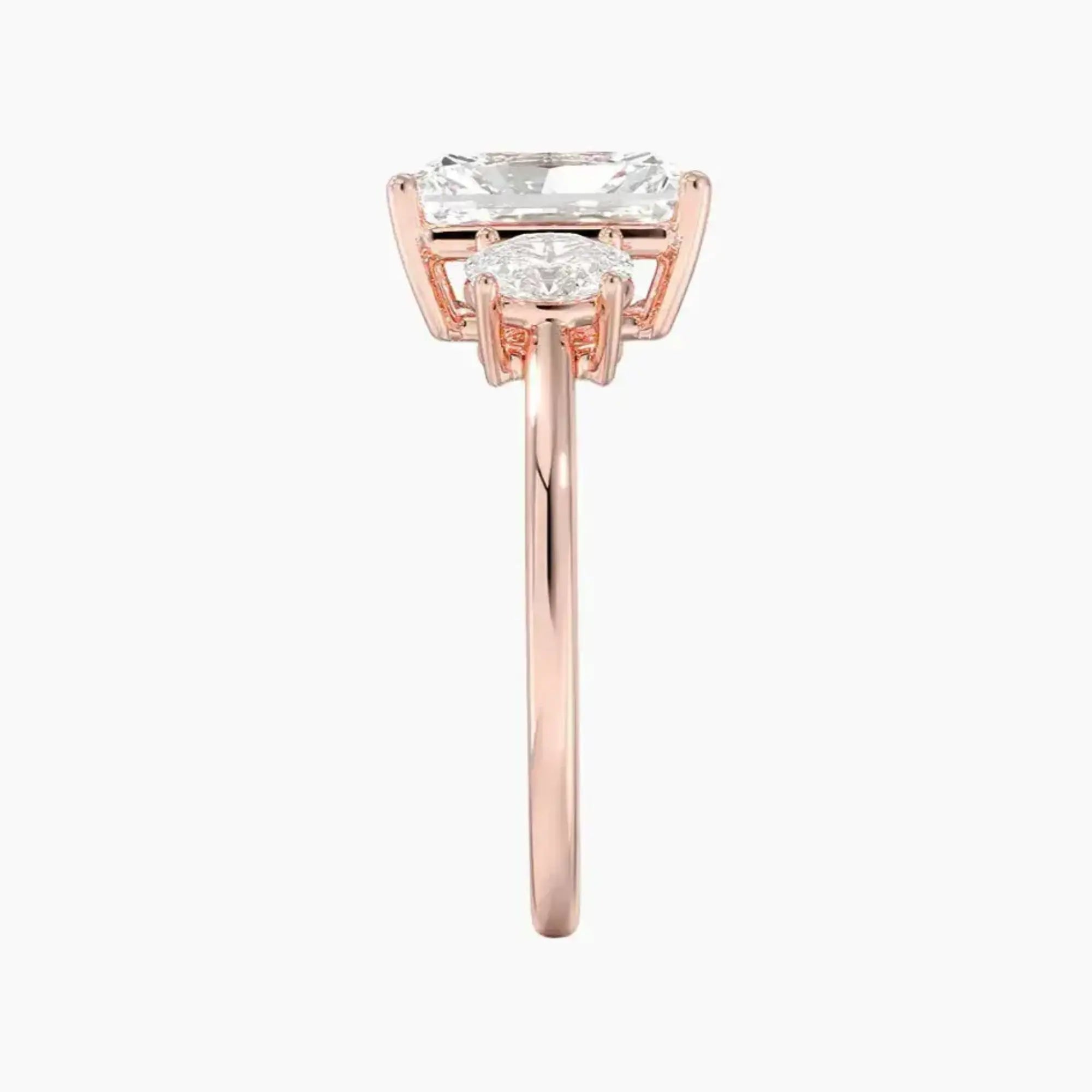 Liora Radiant Three Stone 1 Carat Lab Grown Diamond Engagement Ring in 18K White Gold