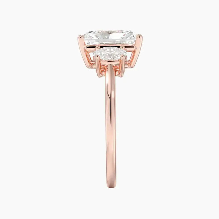 Liora Radiant Three Stone 3 Carat Lab Grown Diamond Engagement Ring in 18K White Gold