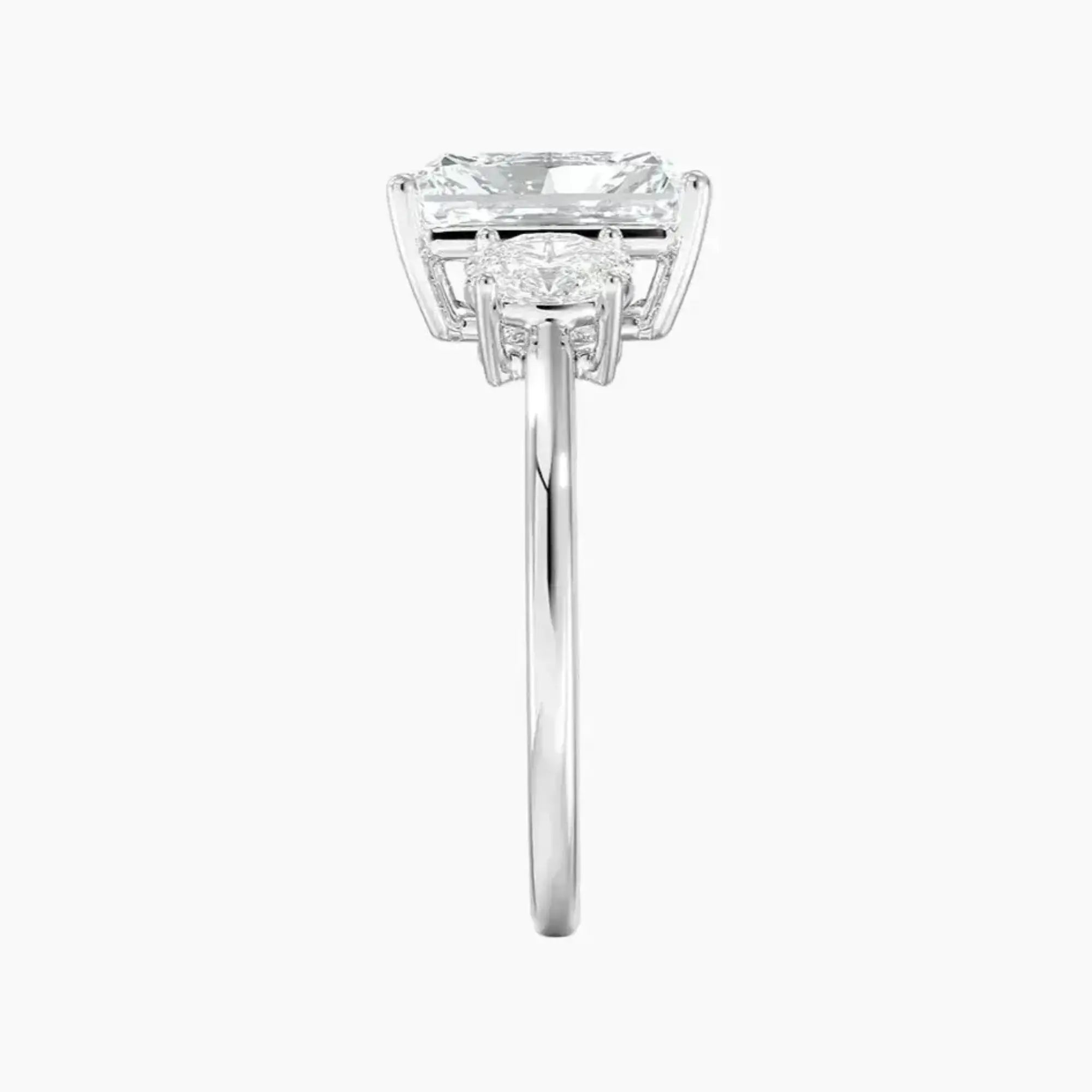 Liora Radiant Three Stone 2.5 Carat Lab Grown Diamond Engagement Ring in 18K Rose Gold
