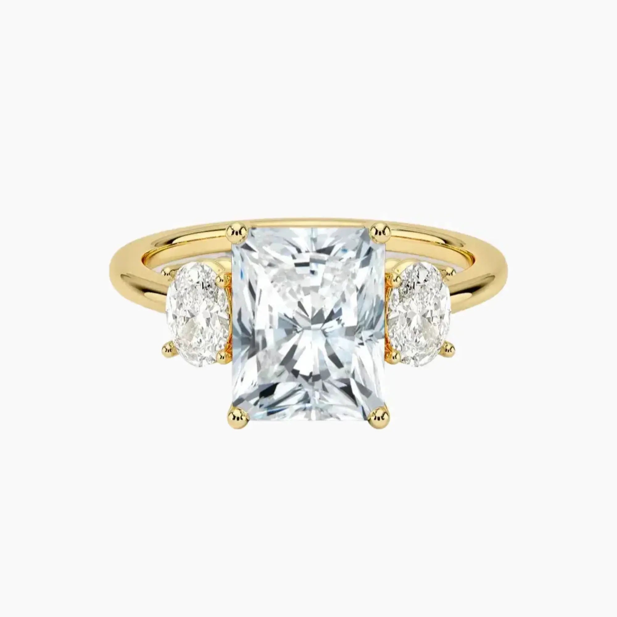 Liora Radiant Three Stone 2.5 Carat Lab Grown Diamond Engagement Ring in 14K White Gold
