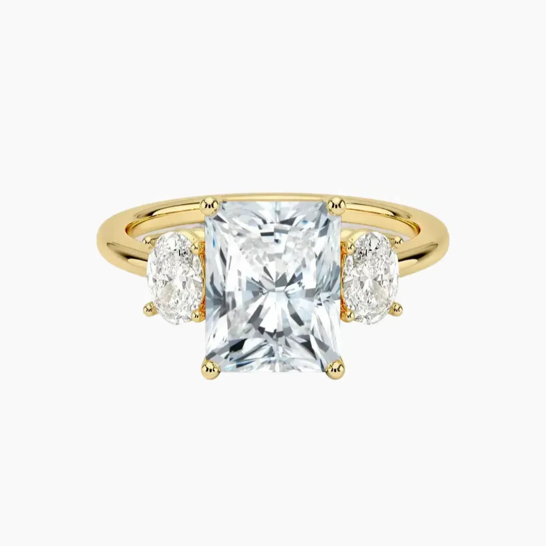 Liora Radiant Three Stone 3 Carat Lab Grown Diamond Engagement Ring in 14K Rose Gold