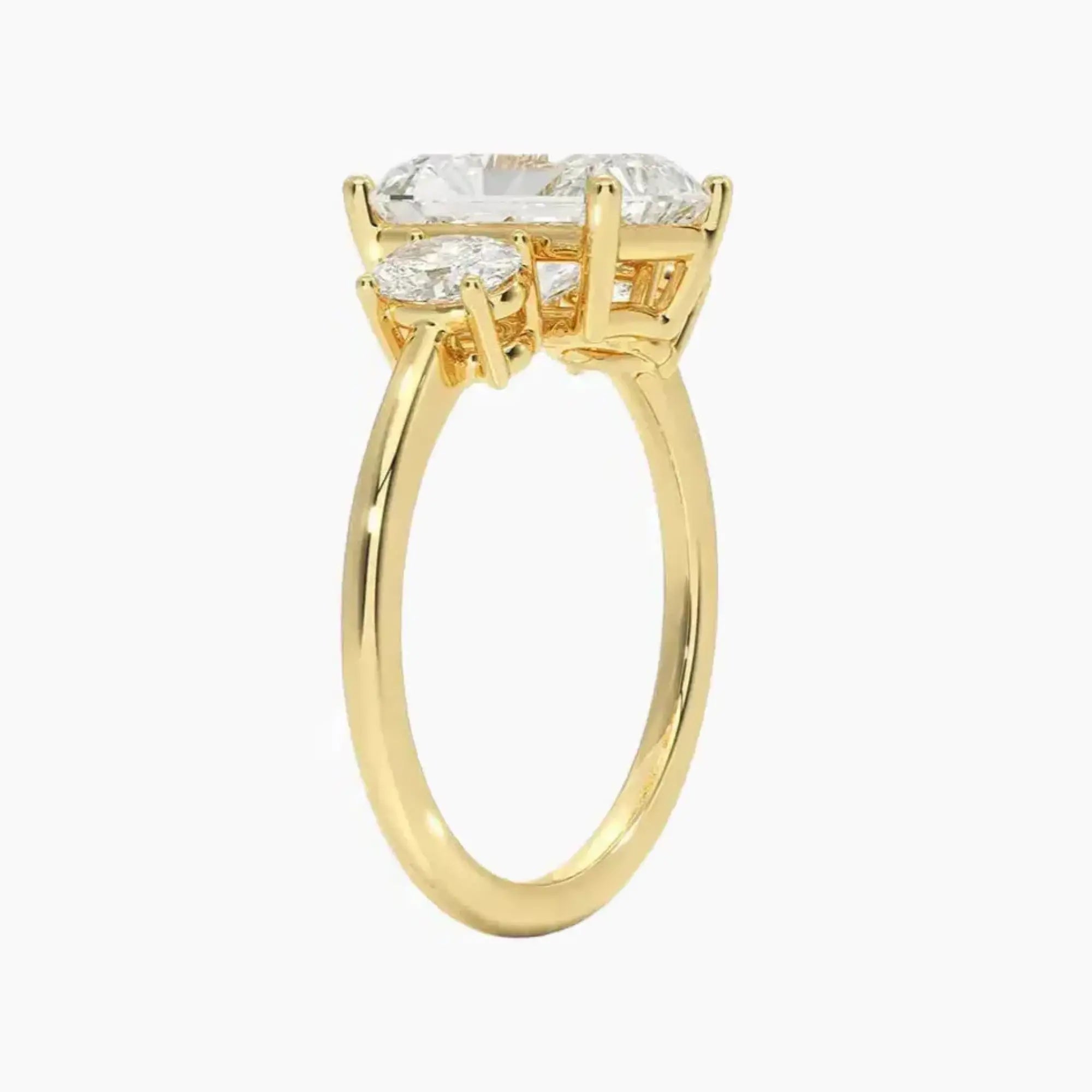 Liora Radiant Three Stone 2 Carat Lab Grown Diamond Engagement Ring in 18K White Gold