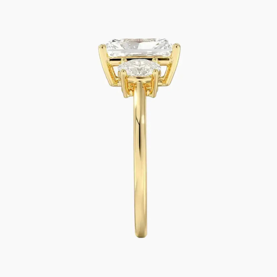 Liora Radiant Three Stone Diamond Ring Setting in 18K Rose Gold