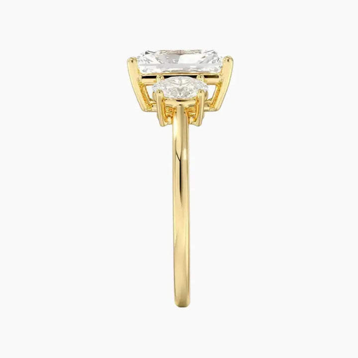 Liora Radiant Three Stone 2 Carat Lab Grown Diamond Engagement Ring in 14K Rose Gold