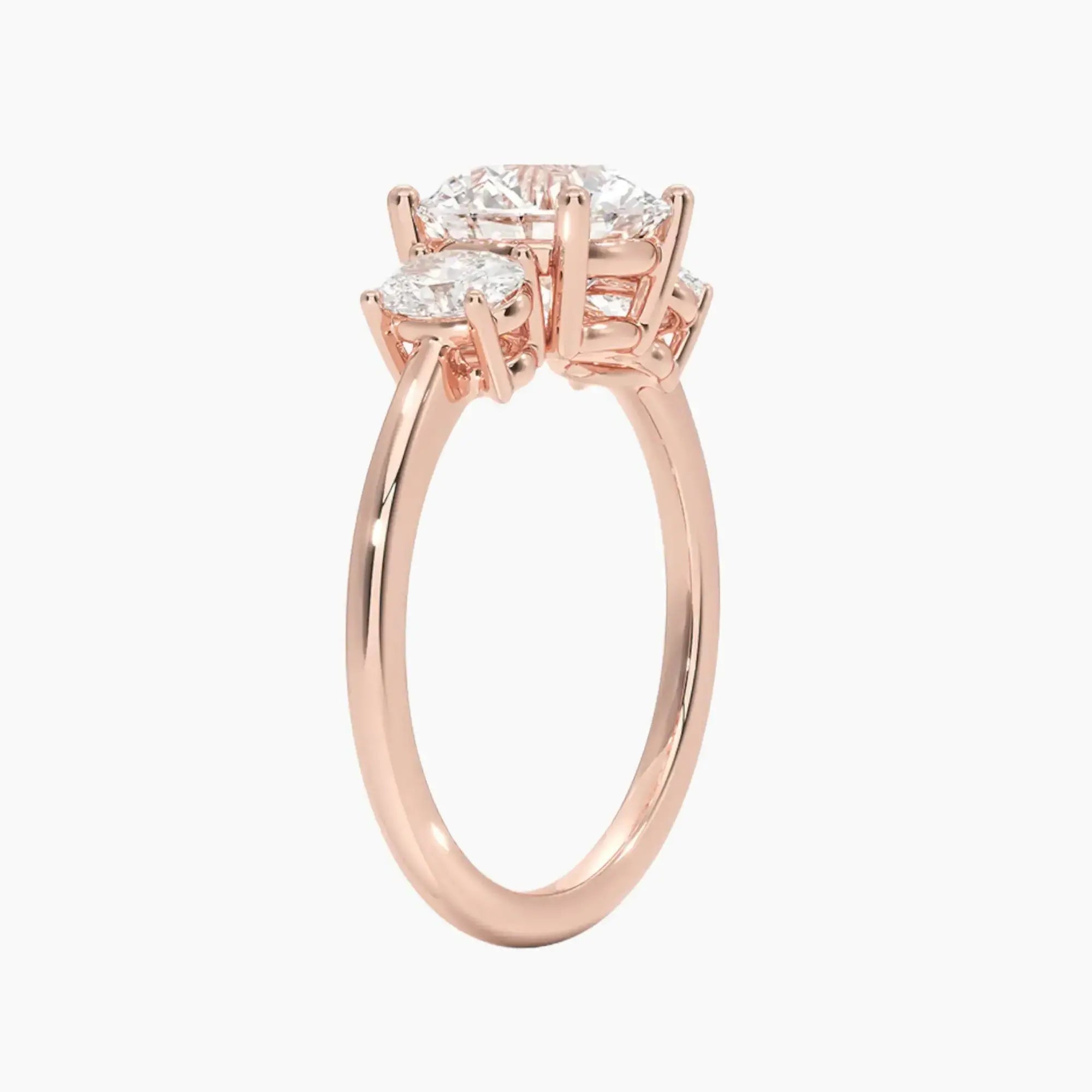 Liora Round Three Stone Diamond Ring Setting in 14K White Gold
