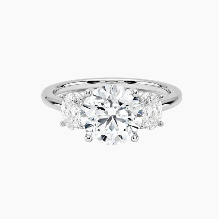 Liora Round Three Stone 3 Carat Lab Grown Diamond Engagement Ring in 14K White Gold