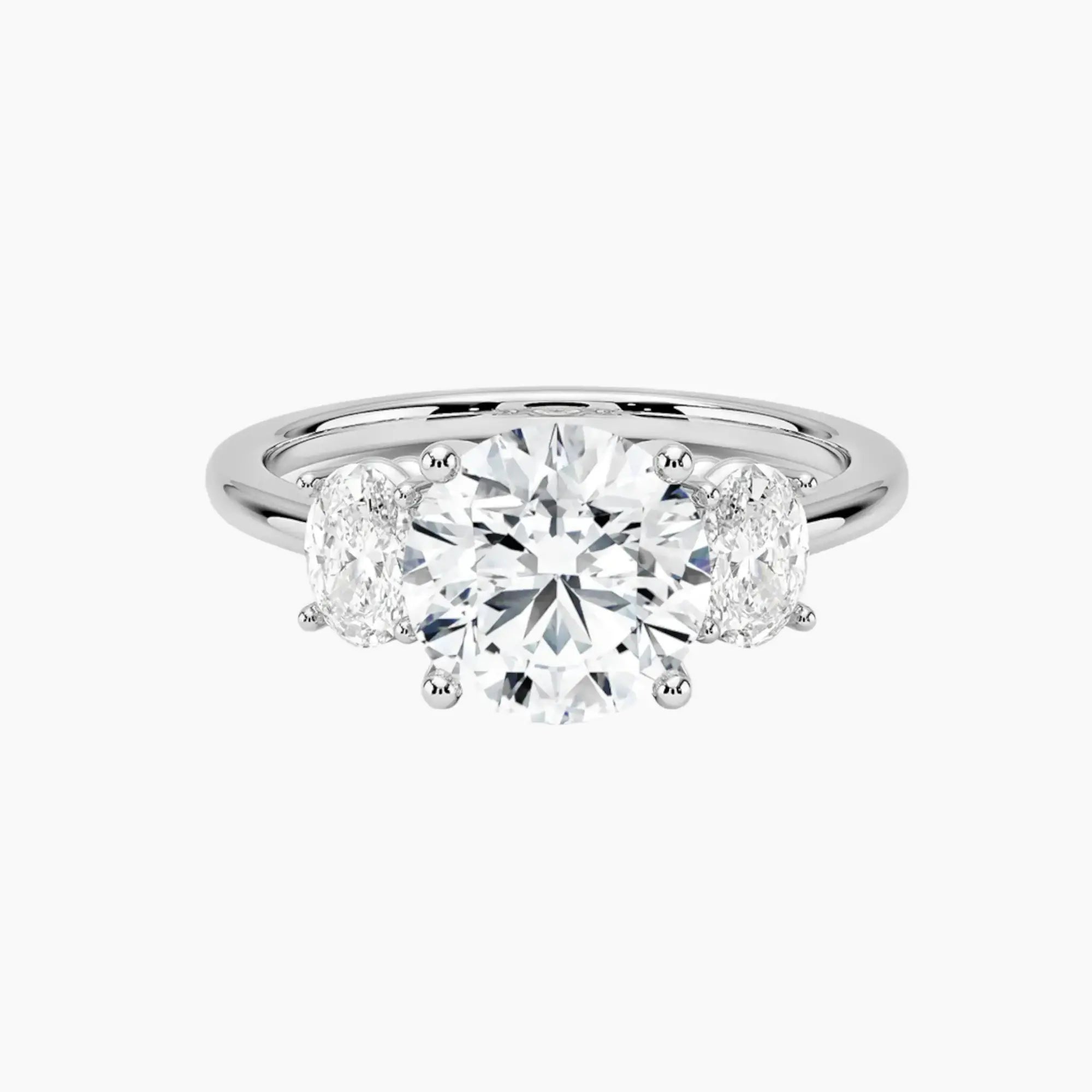 Liora Round Three Stone Diamond Ring Setting in 14K Rose Gold