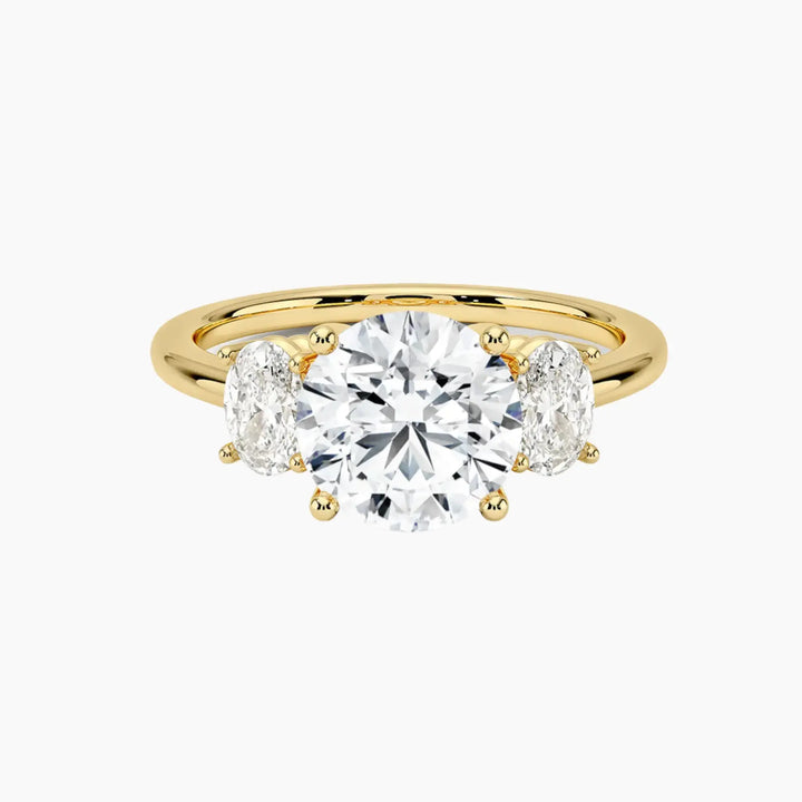 Liora Round Three Stone 1 Carat Lab Grown Diamond Engagement Ring in 14K Yellow Gold