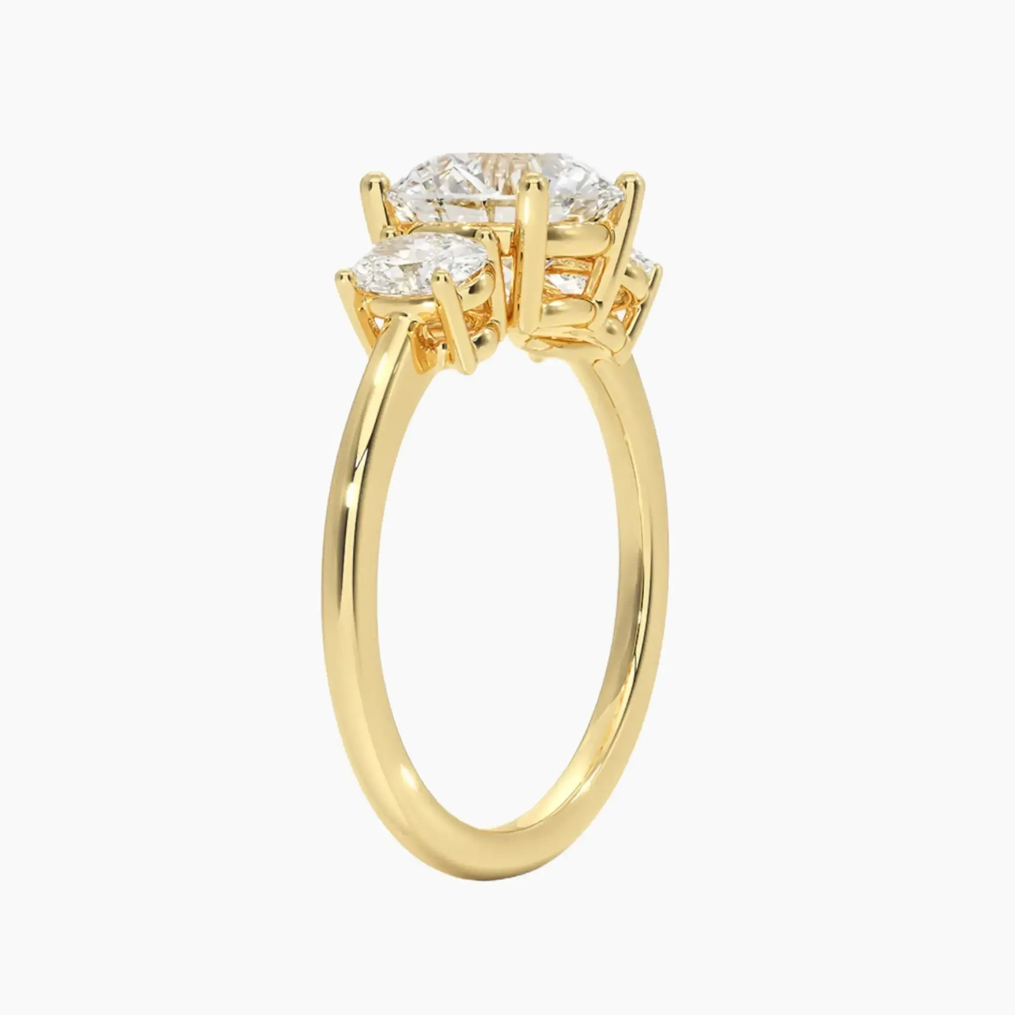 Liora Round Three Stone 1 Carat Lab Grown Diamond Engagement Ring in 18K Rose Gold