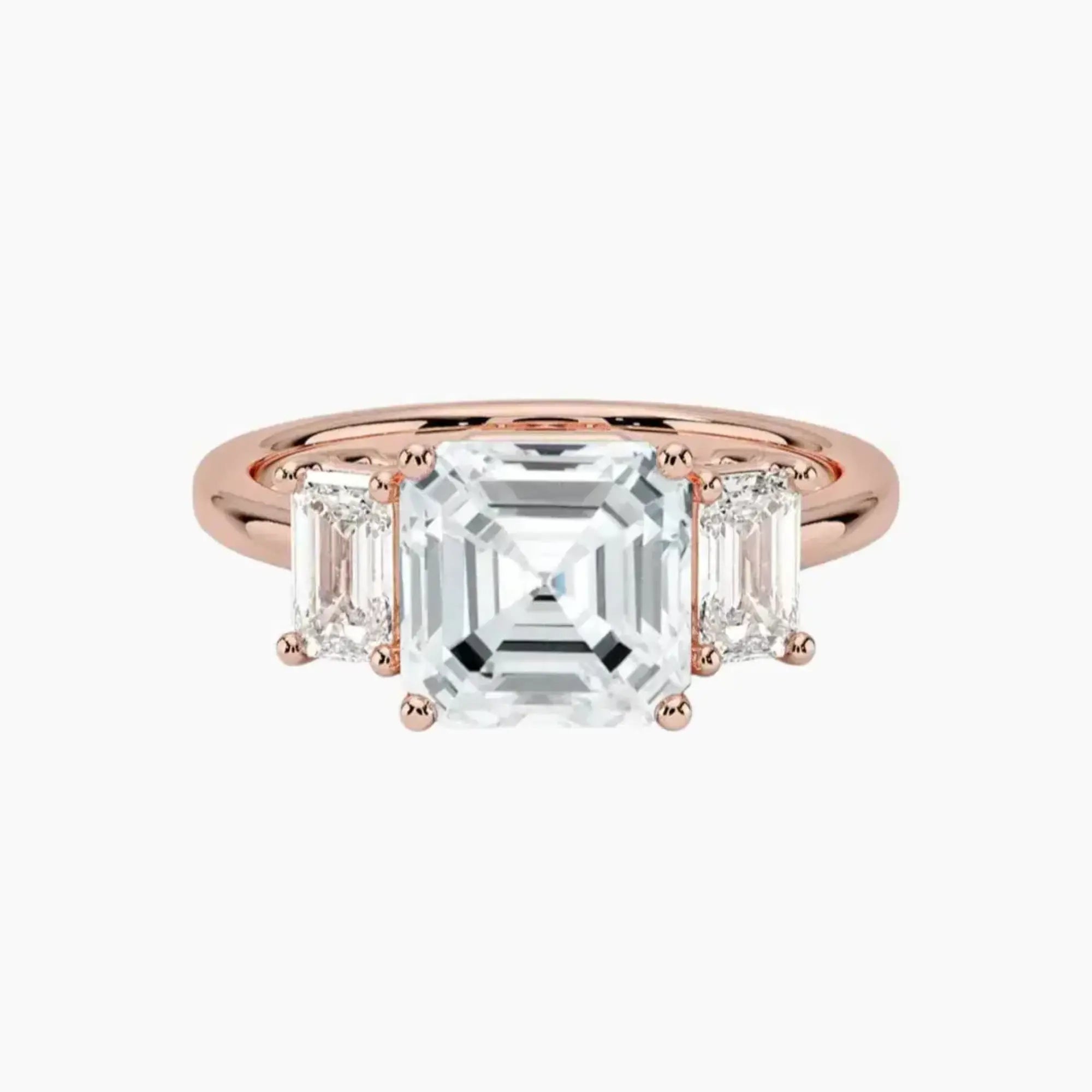 Aurelia Asscher Three Stone 1.5 Carat Lab Grown Diamond Engagement Ring in 14K Yellow Gold