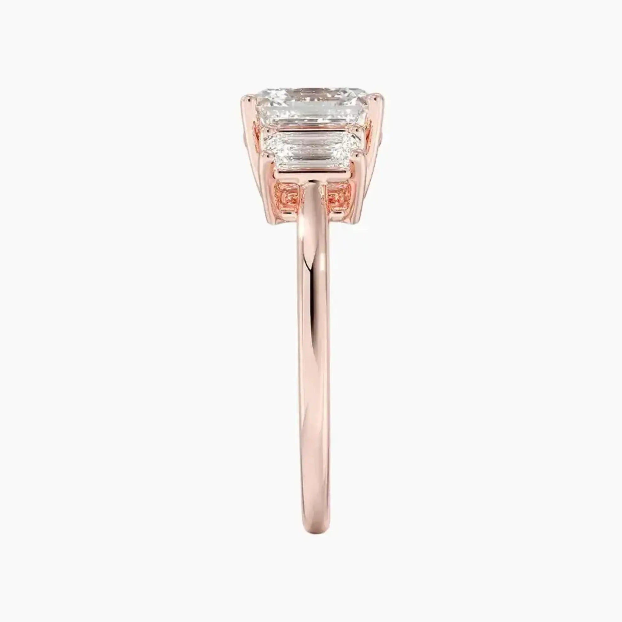 Aurelia Asscher Three Stone 1.5 Carat Lab Grown Diamond Engagement Ring in 14K Yellow Gold