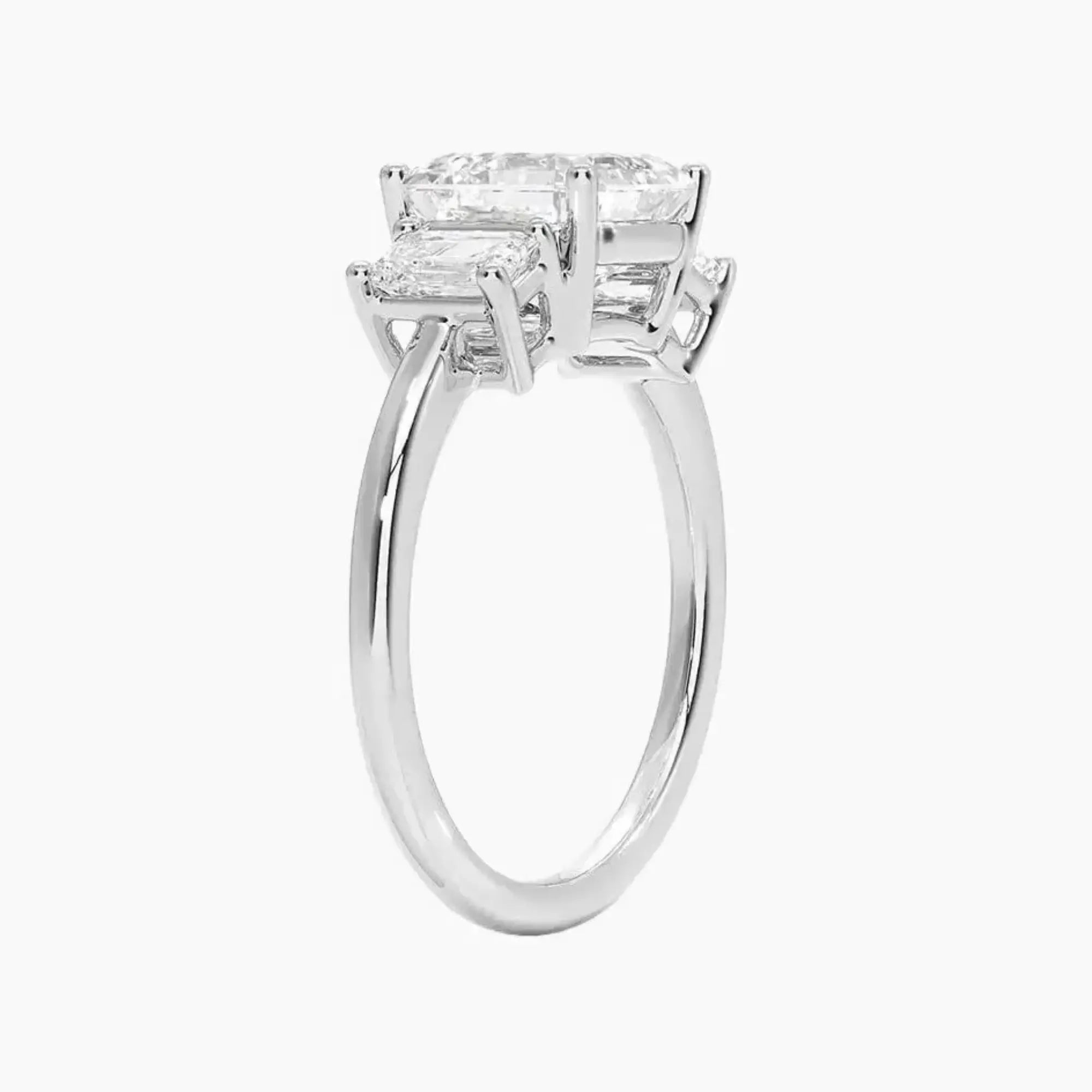 Aurelia Asscher Three Stone 1.5 Carat Lab Grown Diamond Engagement Ring in 18K White Gold