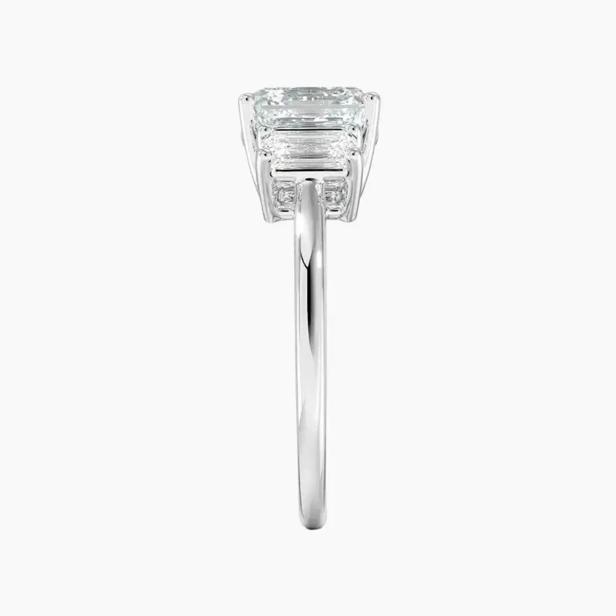 Aurelia Asscher Three Stone 2.5 Carat Lab Grown Diamond Engagement Ring in 18K Rose Gold