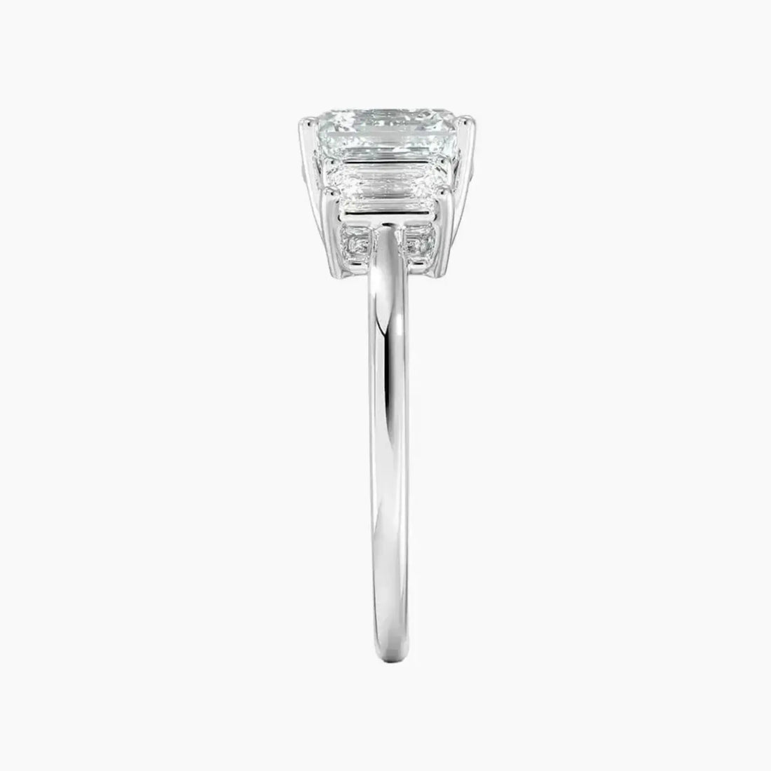 Aurelia Asscher Three Stone 3 Carat Lab Grown Diamond Engagement Ring in 18K White Gold