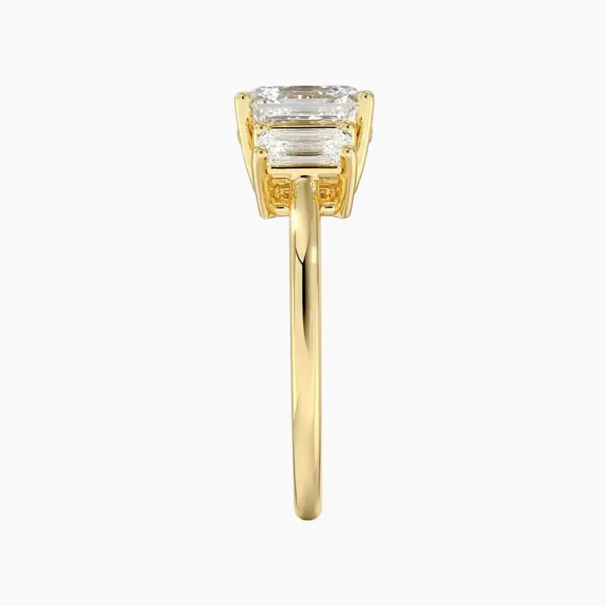 Aurelia Asscher Three Stone 3 Carat Lab Grown Diamond Engagement Ring in 14K White Gold
