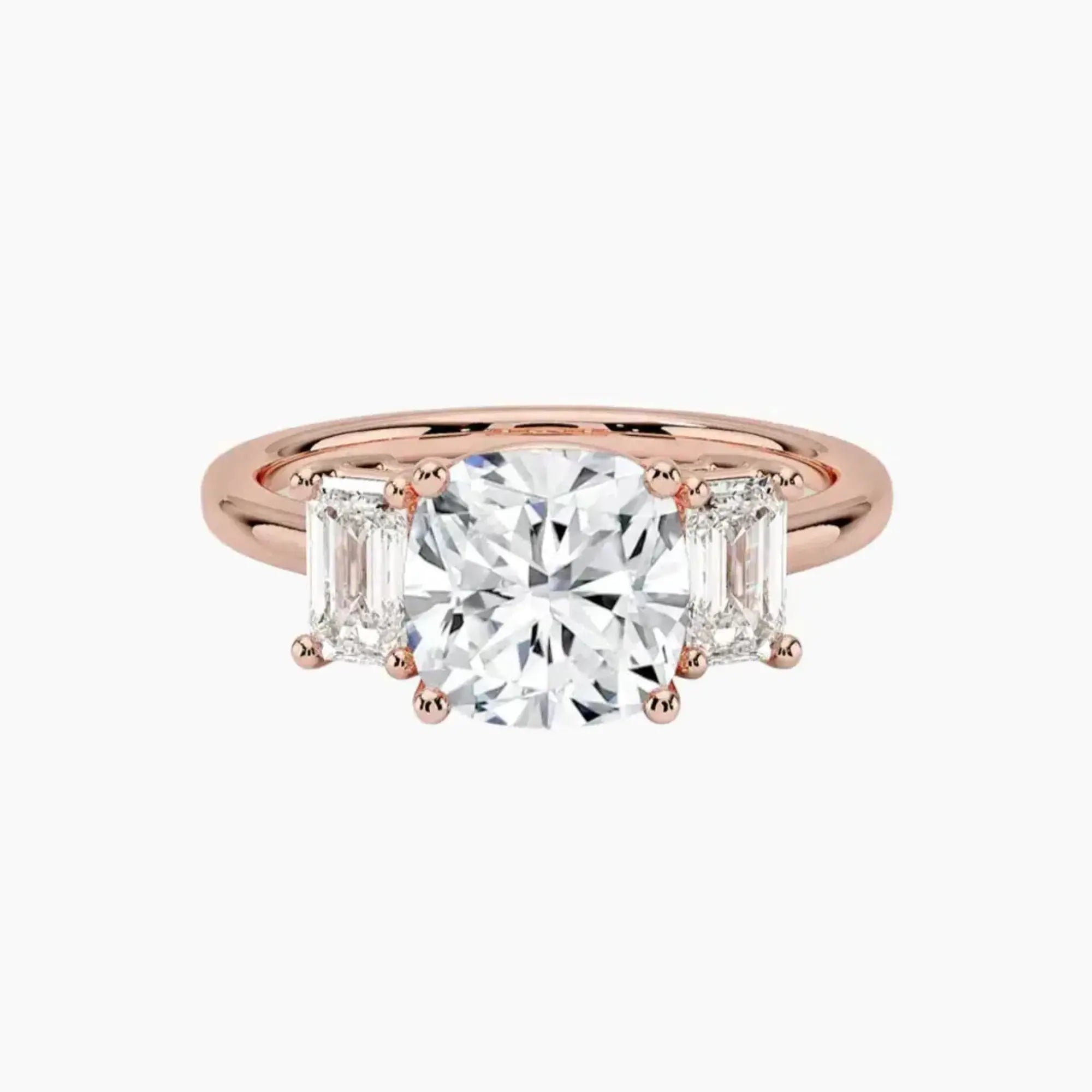 Aurelia Cushion Three Stone 1 Carat Lab Grown Diamond Engagement Ring in 14K Yellow Gold