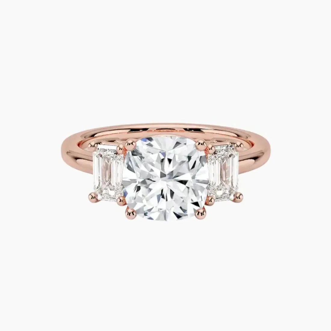 Aurelia Cushion Three Stone 1 Carat Lab Grown Diamond Engagement Ring in 14K Yellow Gold