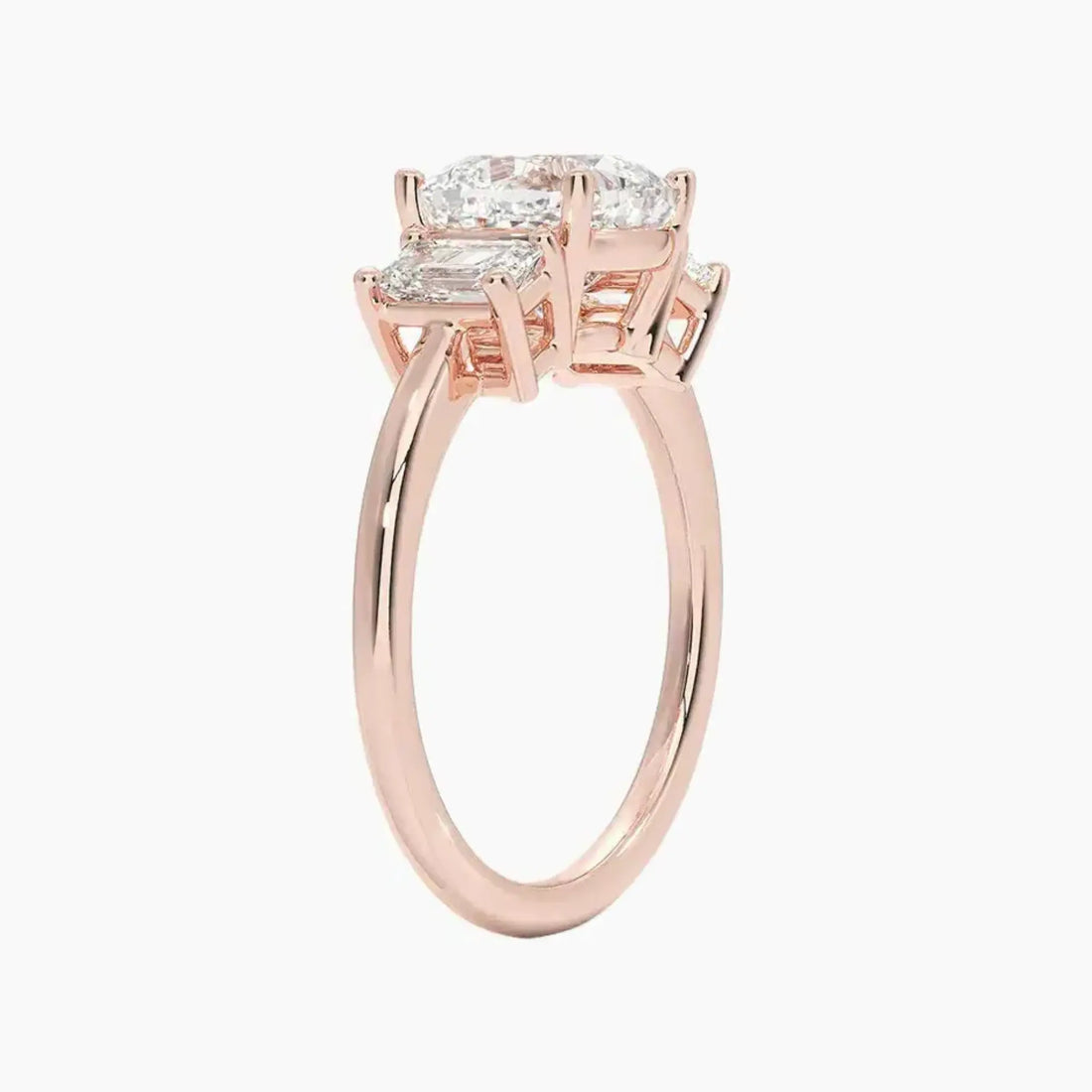 Aurelia Cushion Three Stone Diamond Ring Setting in 14K White Gold