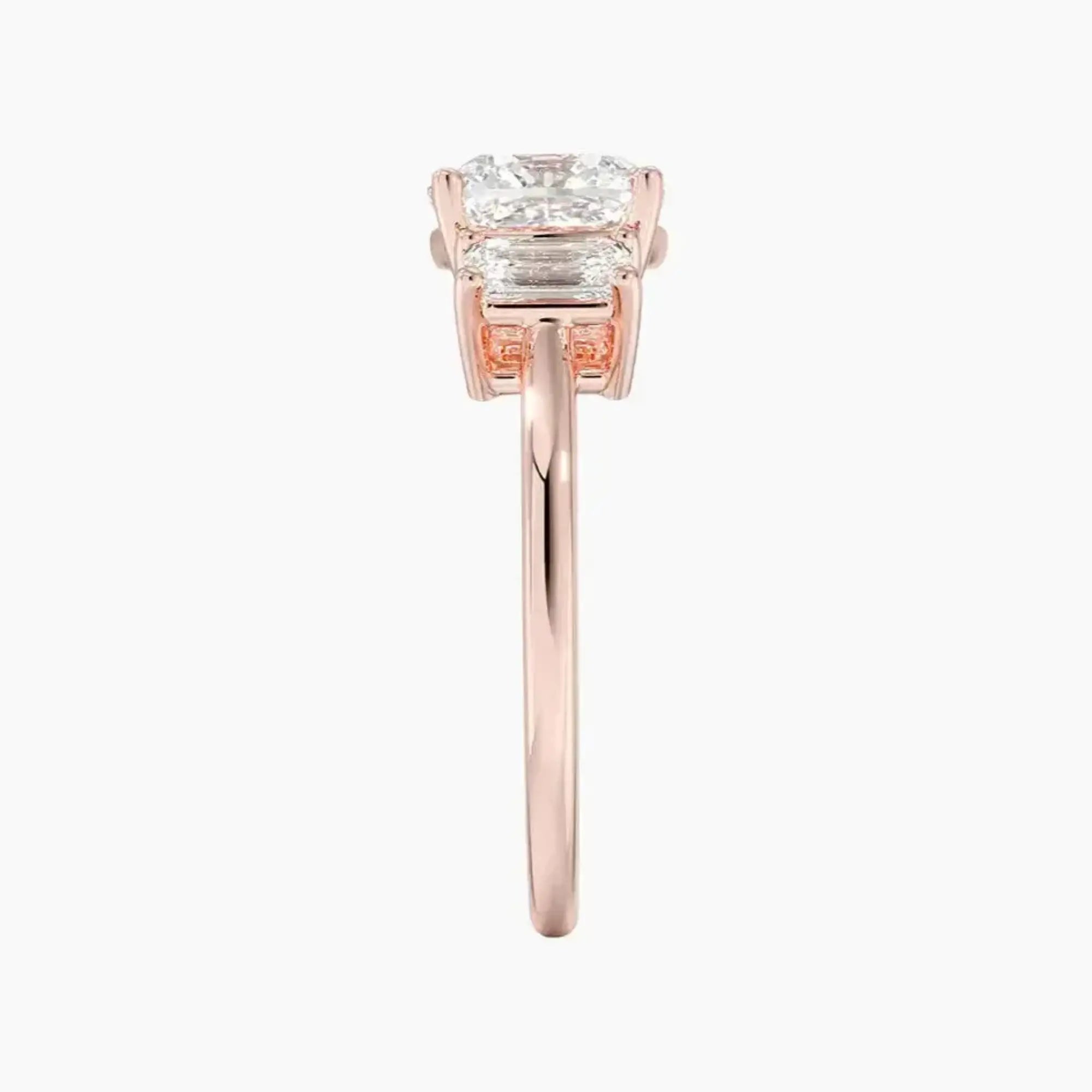 Aurelia Cushion Three Stone 1 Carat Lab Grown Diamond Engagement Ring in 18K White Gold