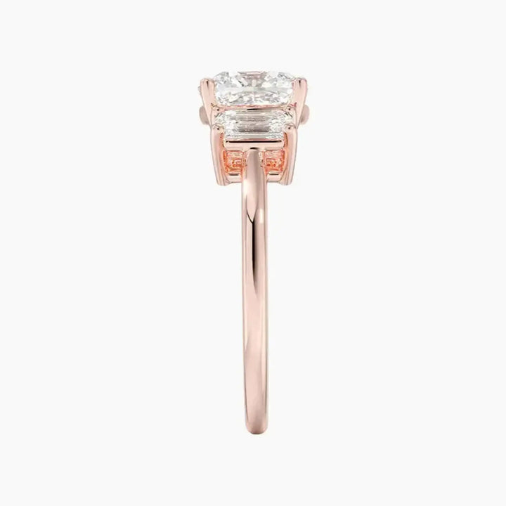 Aurelia Cushion Three Stone 1 Carat Lab Grown Diamond Engagement Ring in 14K White Gold