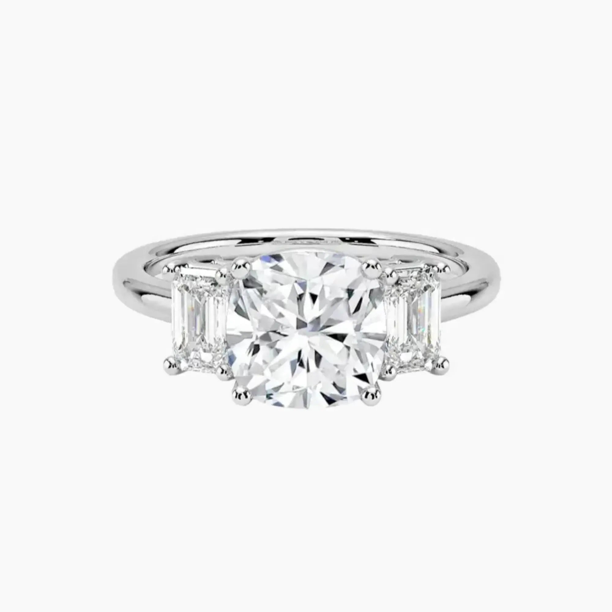 Aurelia Cushion Three Stone 2.5 Carat Lab Grown Diamond Engagement Ring in 14K Rose Gold