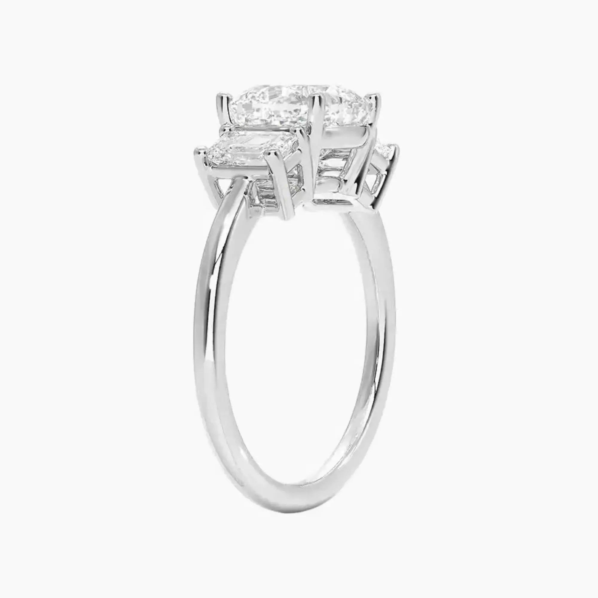 Aurelia Cushion Three Stone Diamond Ring Setting in 18K White Gold
