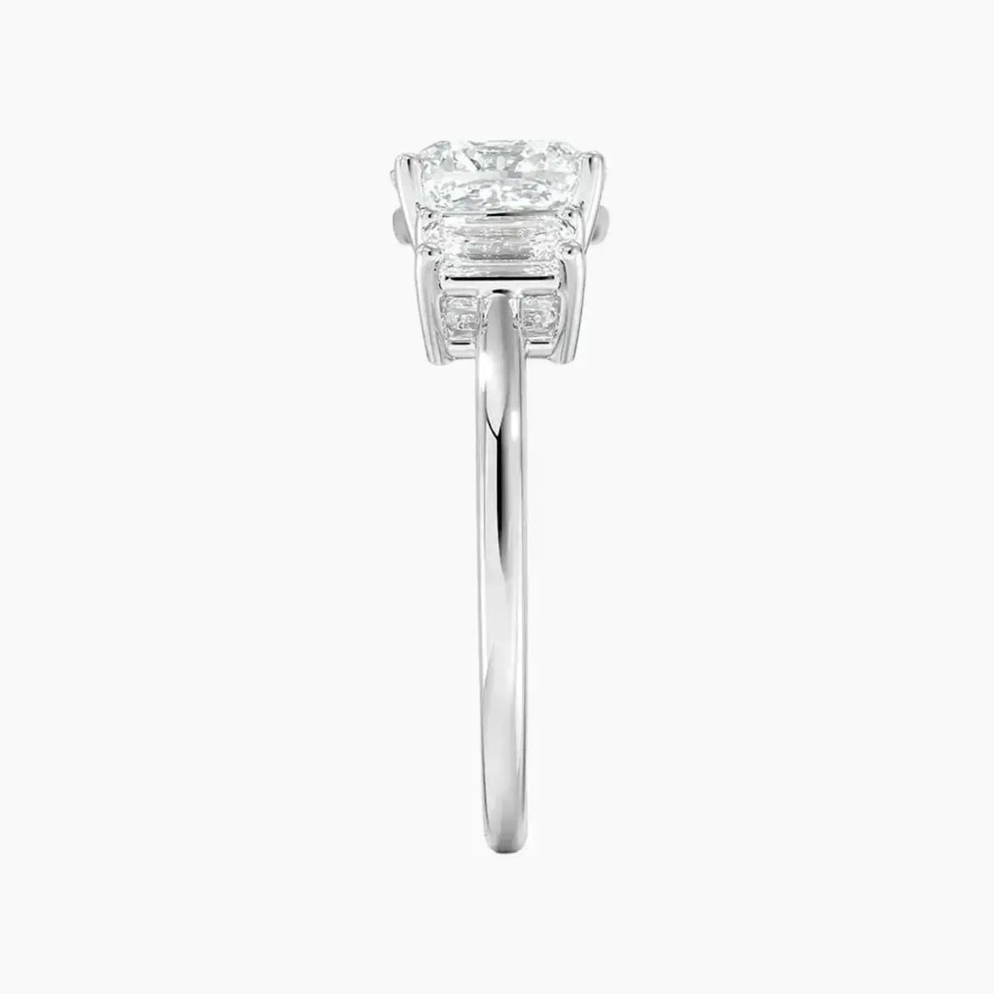 Aurelia Cushion Three Stone 3 Carat Lab Grown Diamond Engagement Ring in 14K Yellow Gold