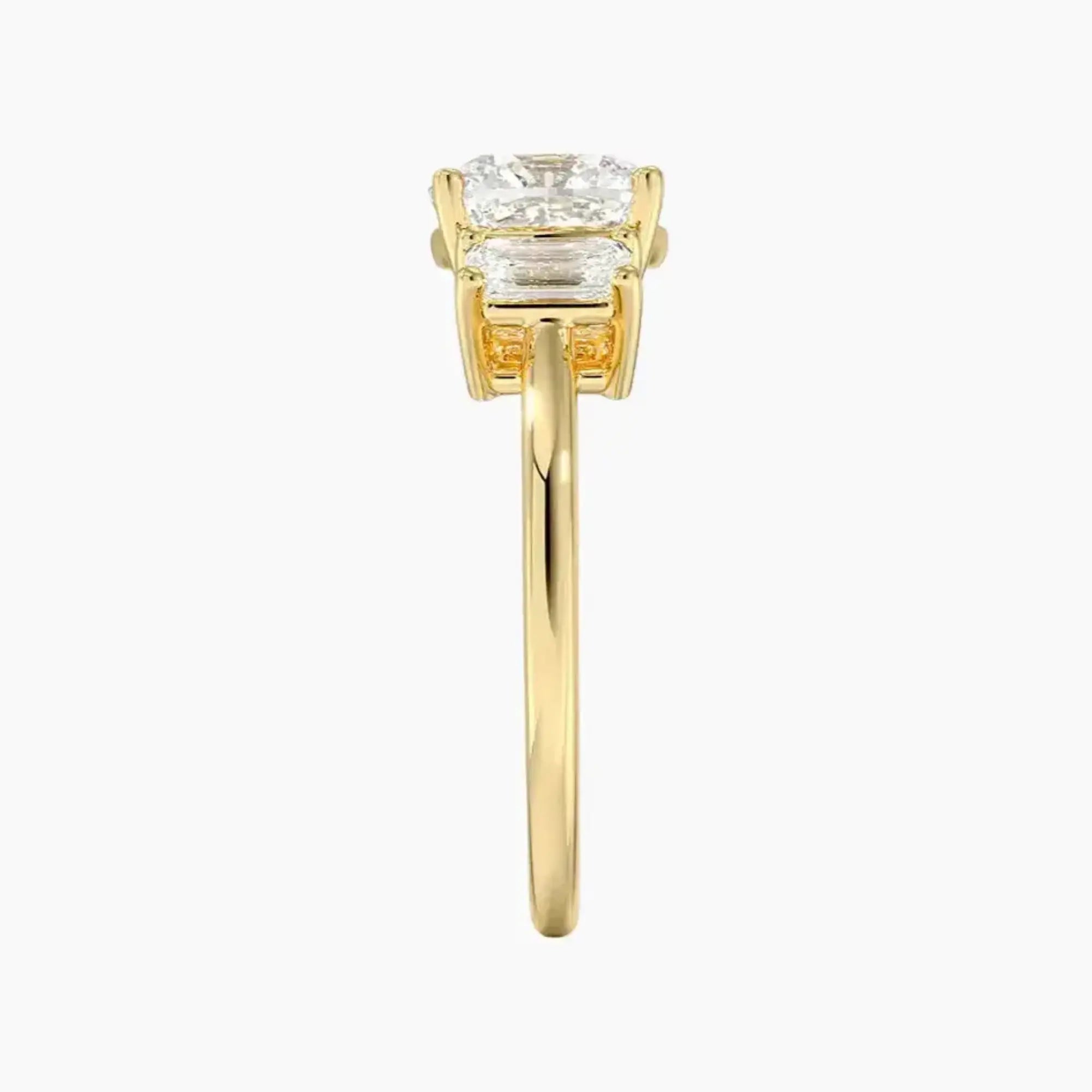Aurelia Cushion Three Stone 2.5 Carat Lab Grown Diamond Engagement Ring in 18K White Gold