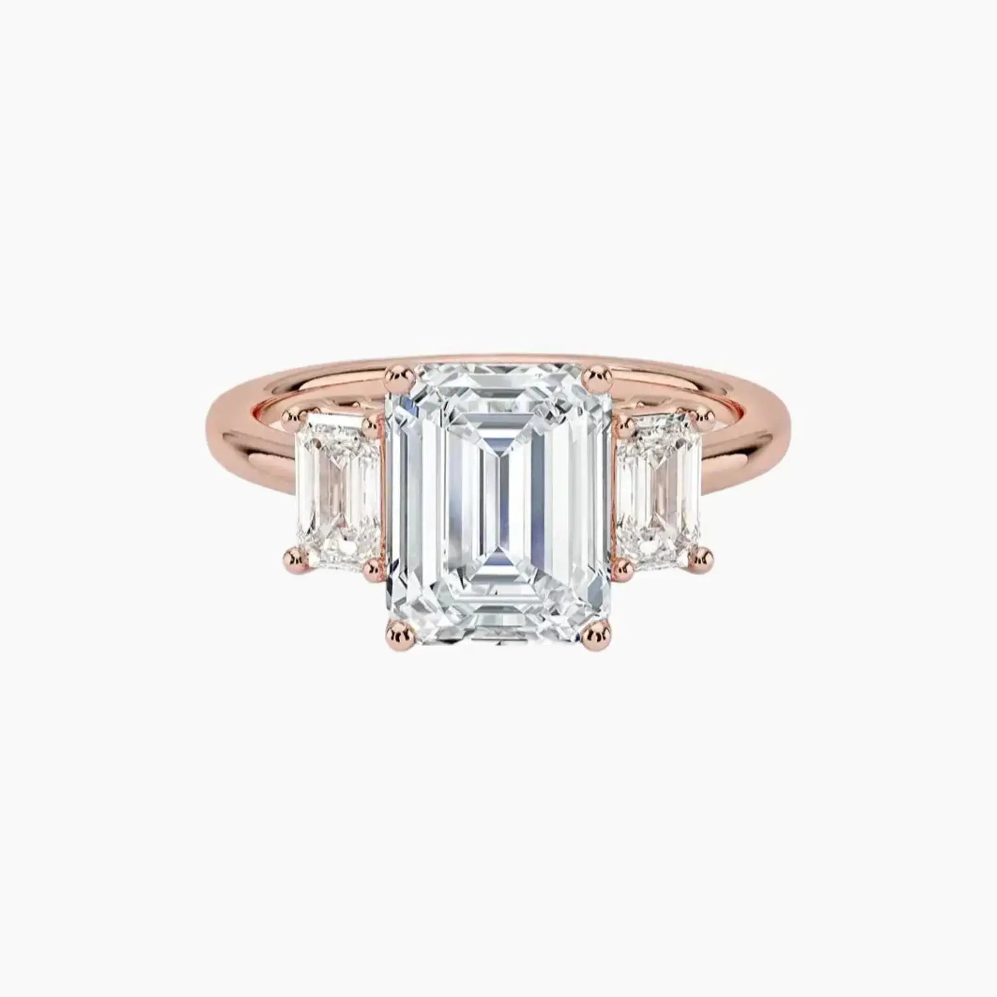 Aurelia Emerald Three Stone 3 Carat Lab Grown Diamond Engagement Ring in 18K White Gold