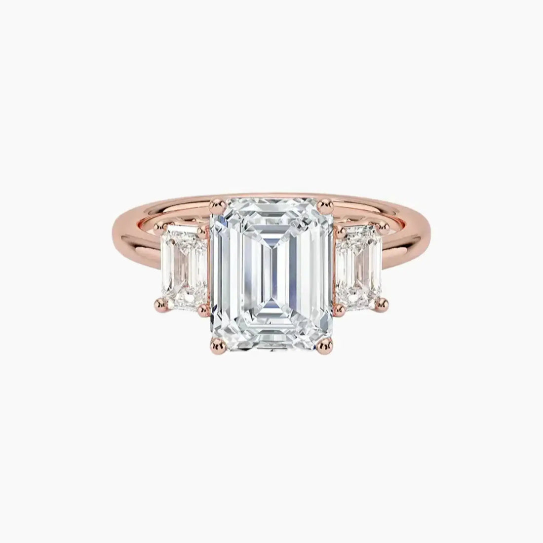 Aurelia Emerald Three Stone 2 Carat Lab Grown Diamond Engagement Ring in 18K Yellow Gold