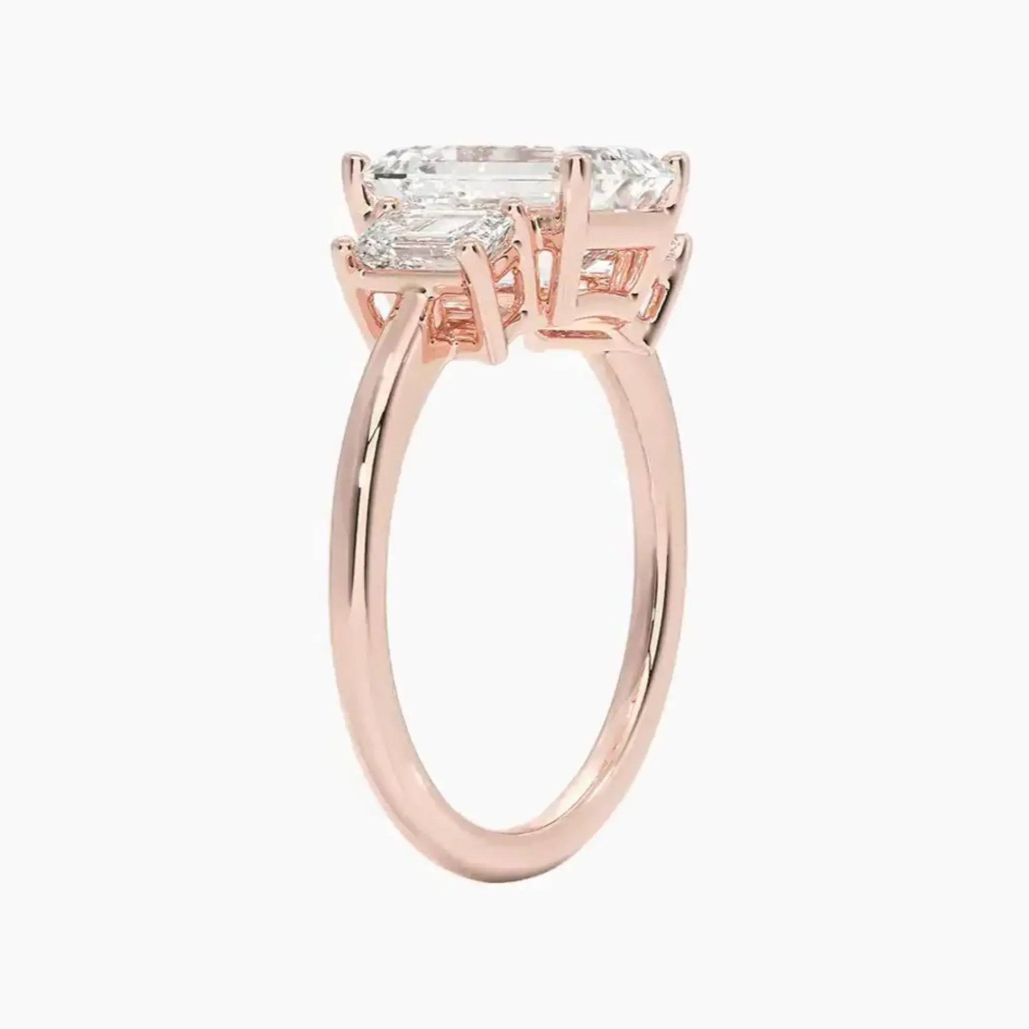 Aurelia Emerald Three Stone 1.5 Carat Lab Grown Diamond Engagement Ring in 18K Yellow Gold