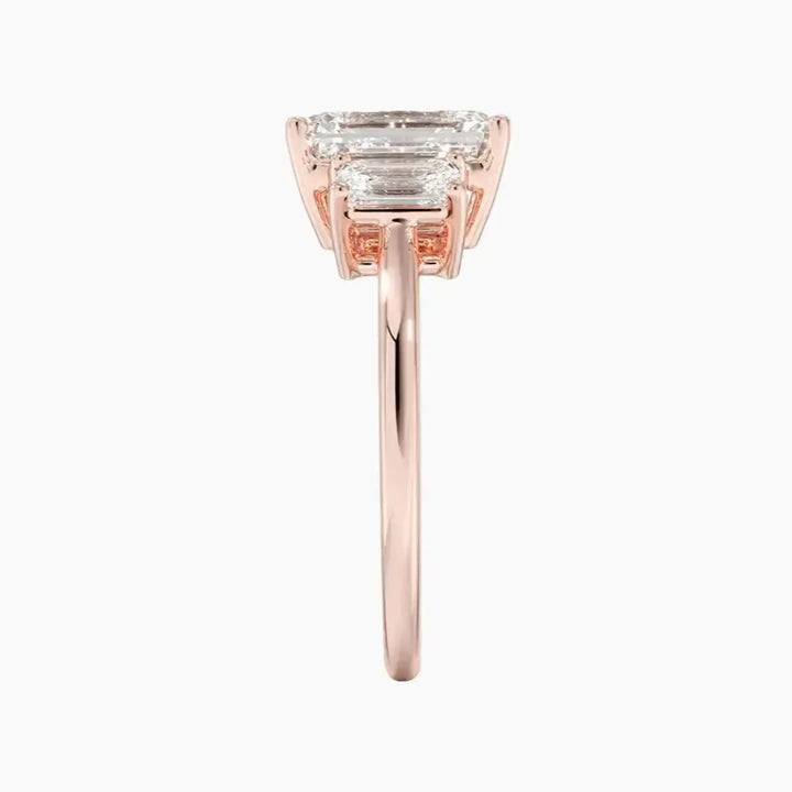Aurelia Emerald Three Stone 1 Carat Lab Grown Diamond Engagement Ring in 14K White Gold