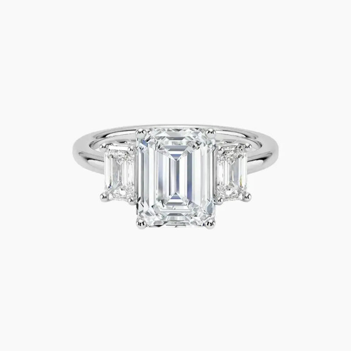 Aurelia Emerald Three Stone 1.5 Carat Lab Grown Diamond Engagement Ring in 14K White Gold