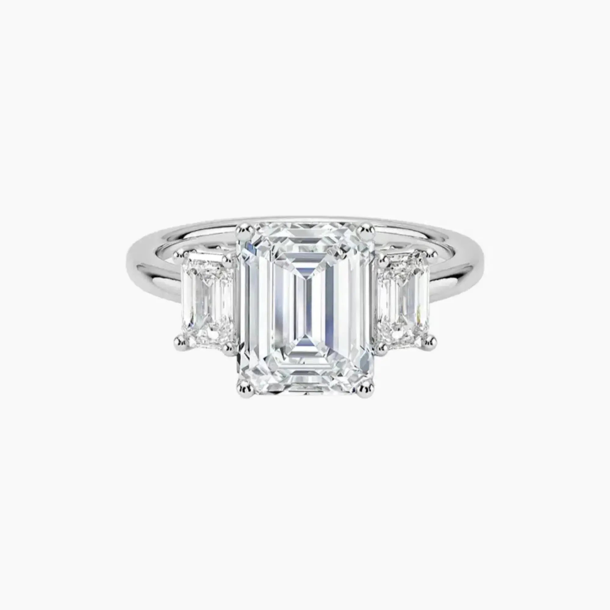 Aurelia Emerald Three Stone 1.5 Carat Lab Grown Diamond Engagement Ring in 18K Yellow Gold