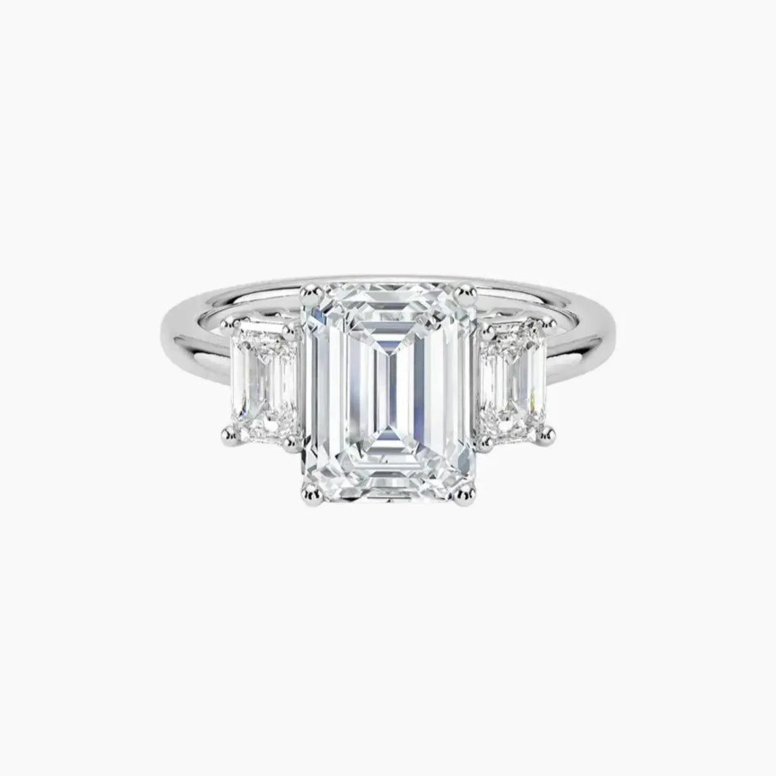 Aurelia Emerald Three Stone Diamond Ring Setting in 14K Yellow Gold
