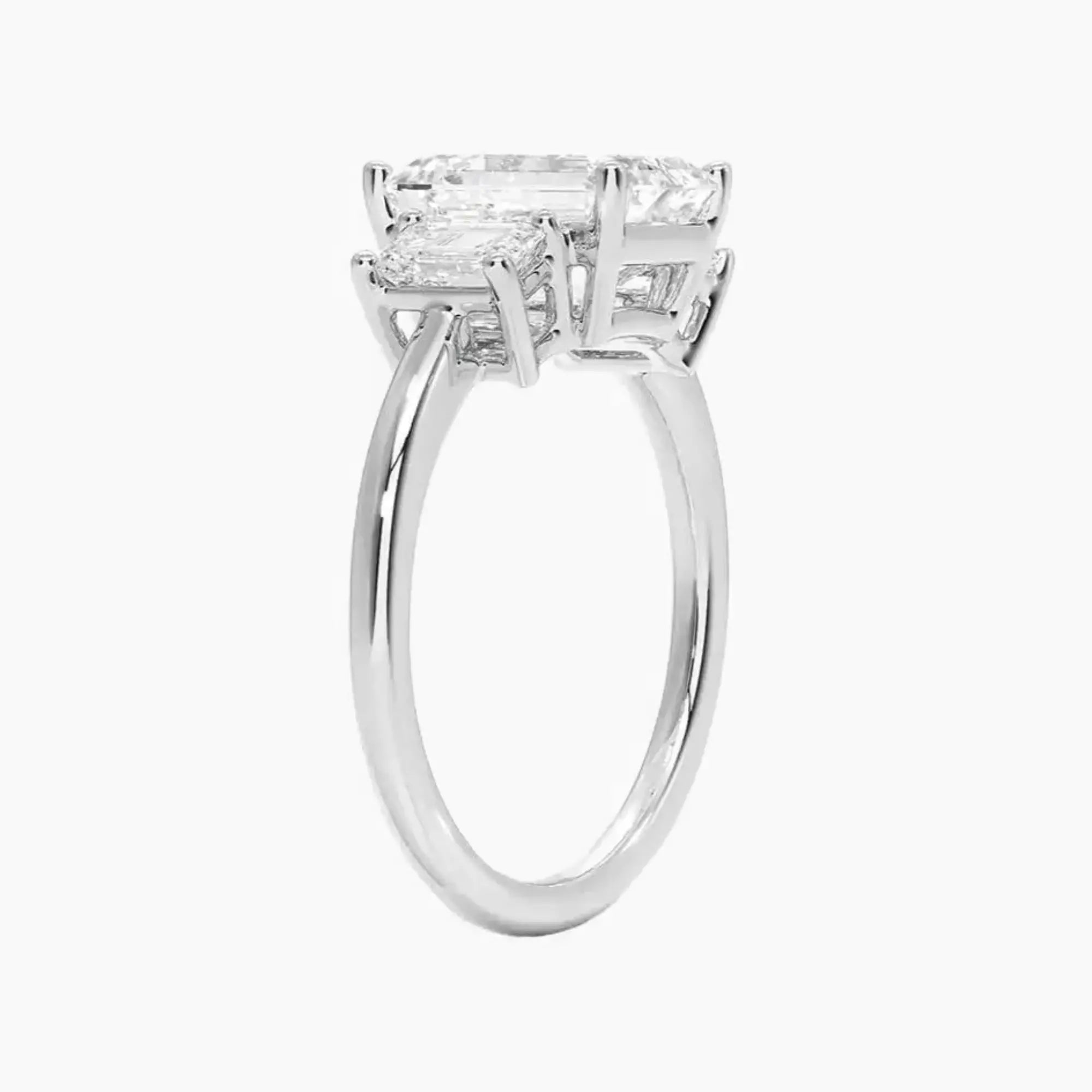 Aurelia Emerald Three Stone Diamond Ring Setting in 14K Yellow Gold
