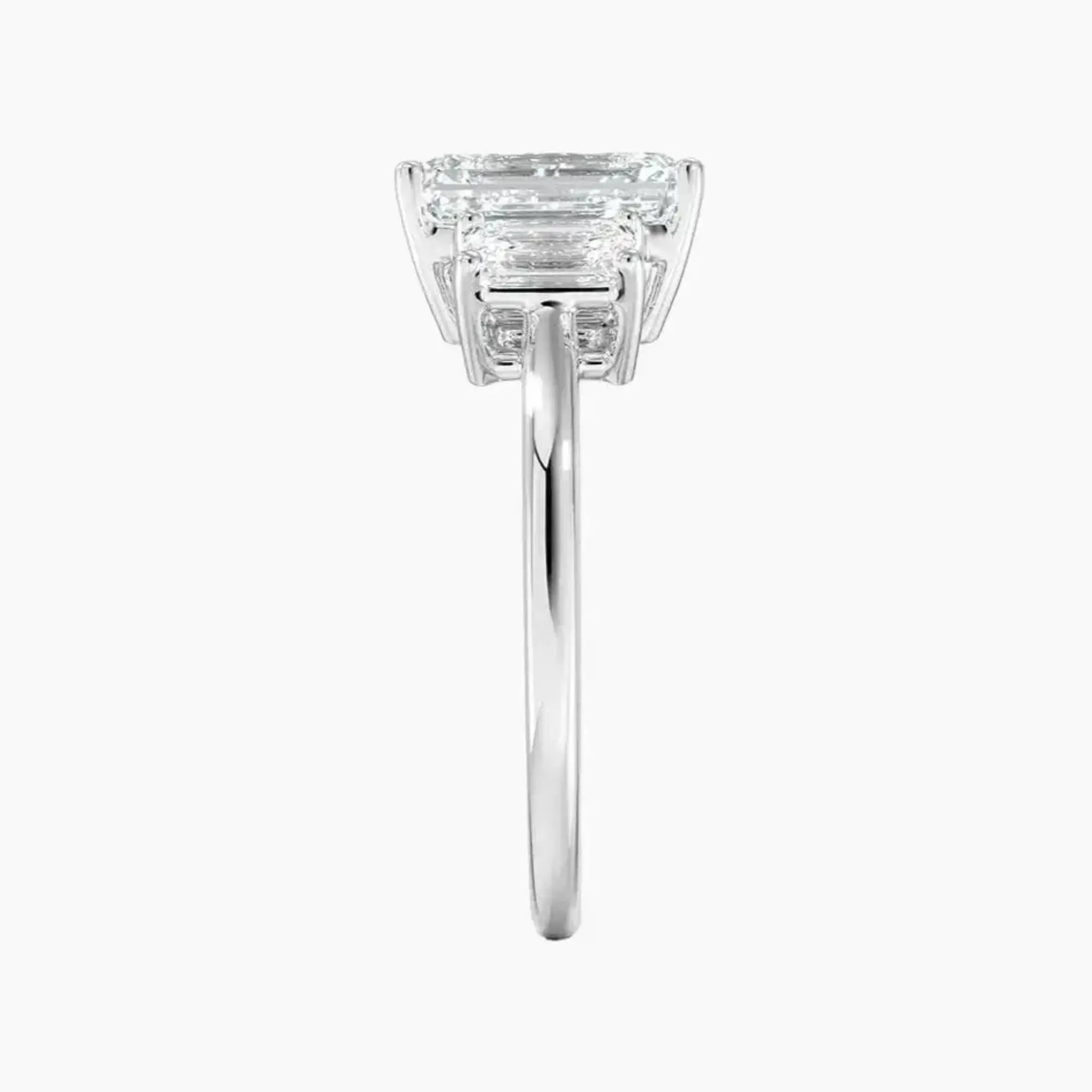 Aurelia Emerald Three Stone Diamond Ring Setting in 18K White Gold