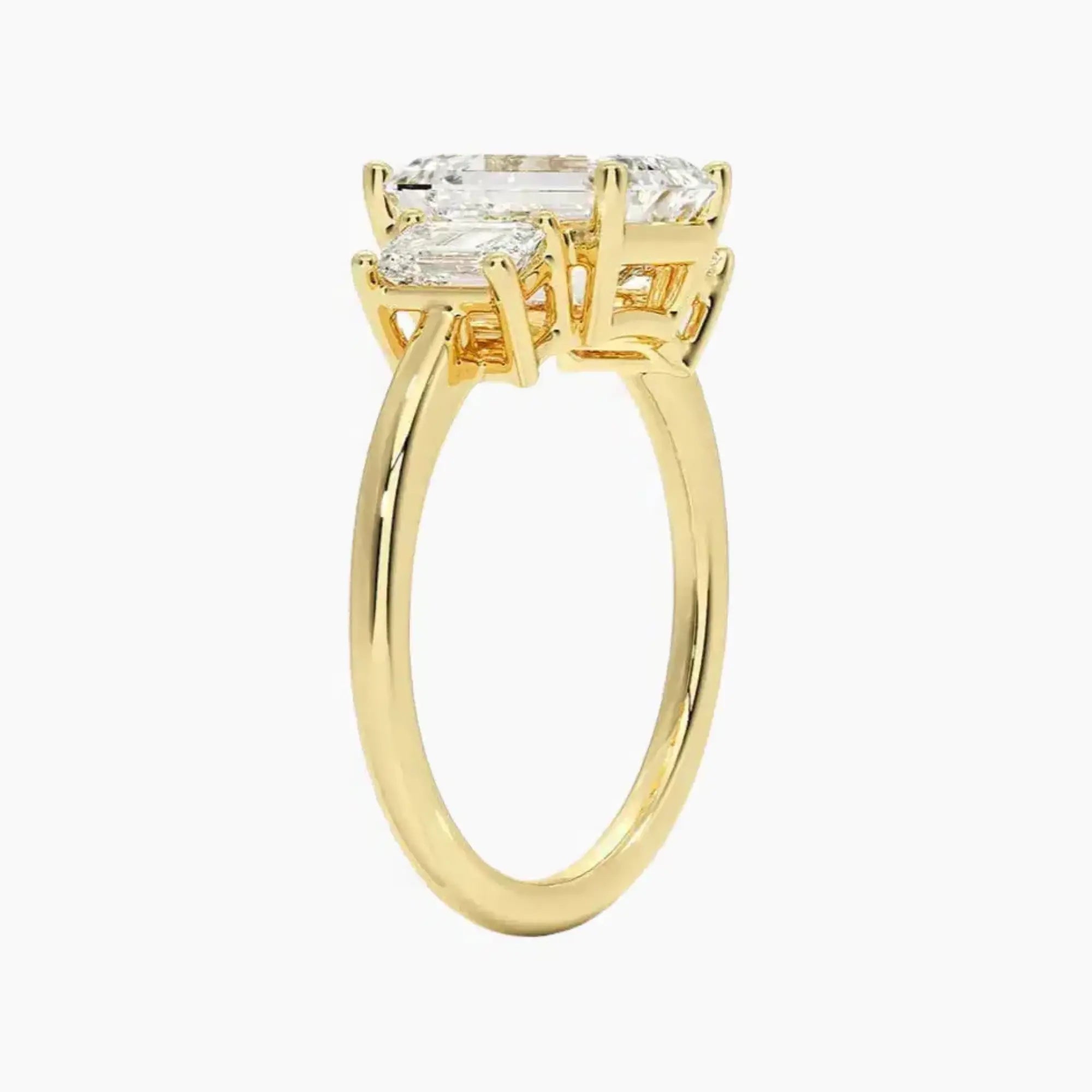 Aurelia Emerald Three Stone 1 Carat Lab Grown Diamond Engagement Ring in 14K White Gold