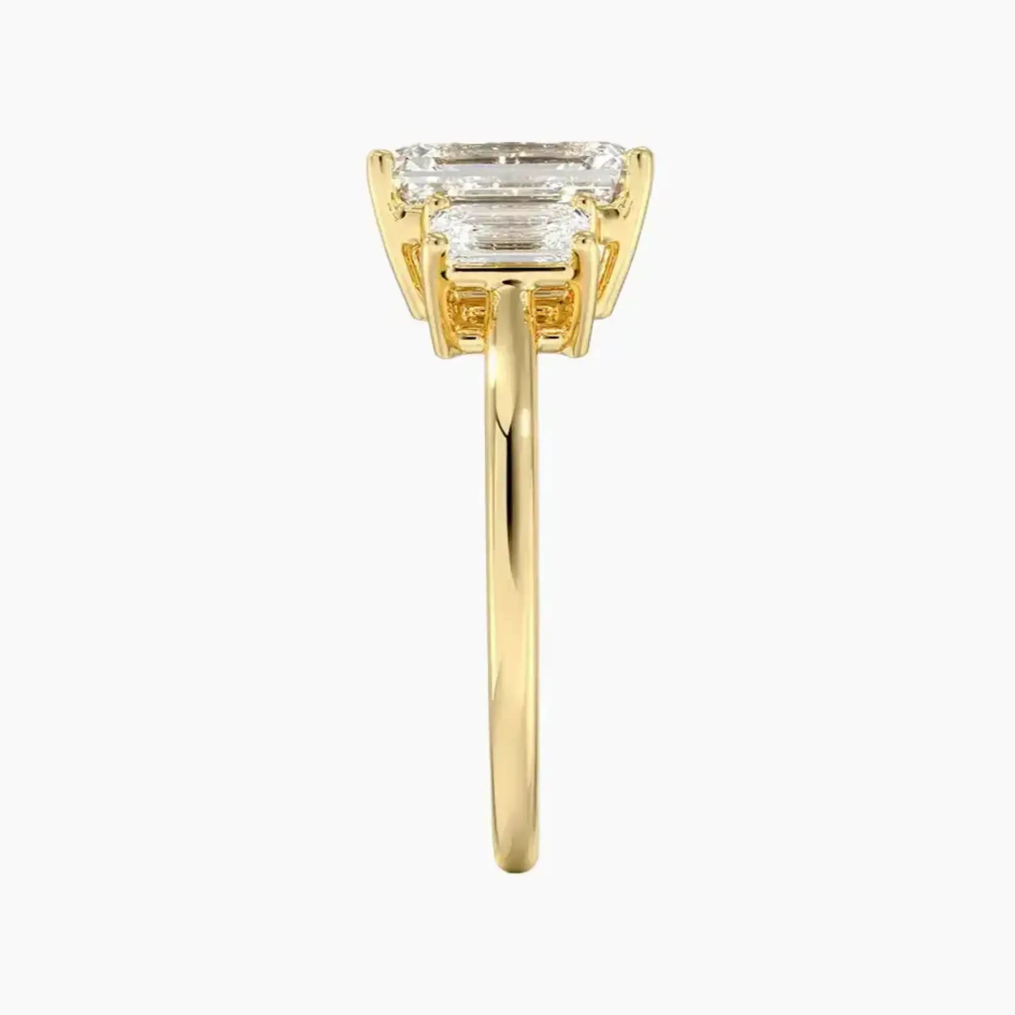 Aurelia Emerald Three Stone 1.5 Carat Lab Grown Diamond Engagement Ring in 18K White Gold