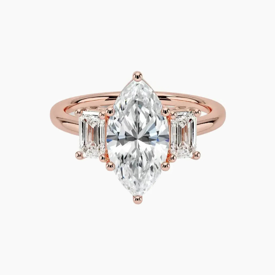Aurelia Marquise Three Stone 1 Carat Lab Grown Diamond Engagement Ring in 14K Yellow Gold