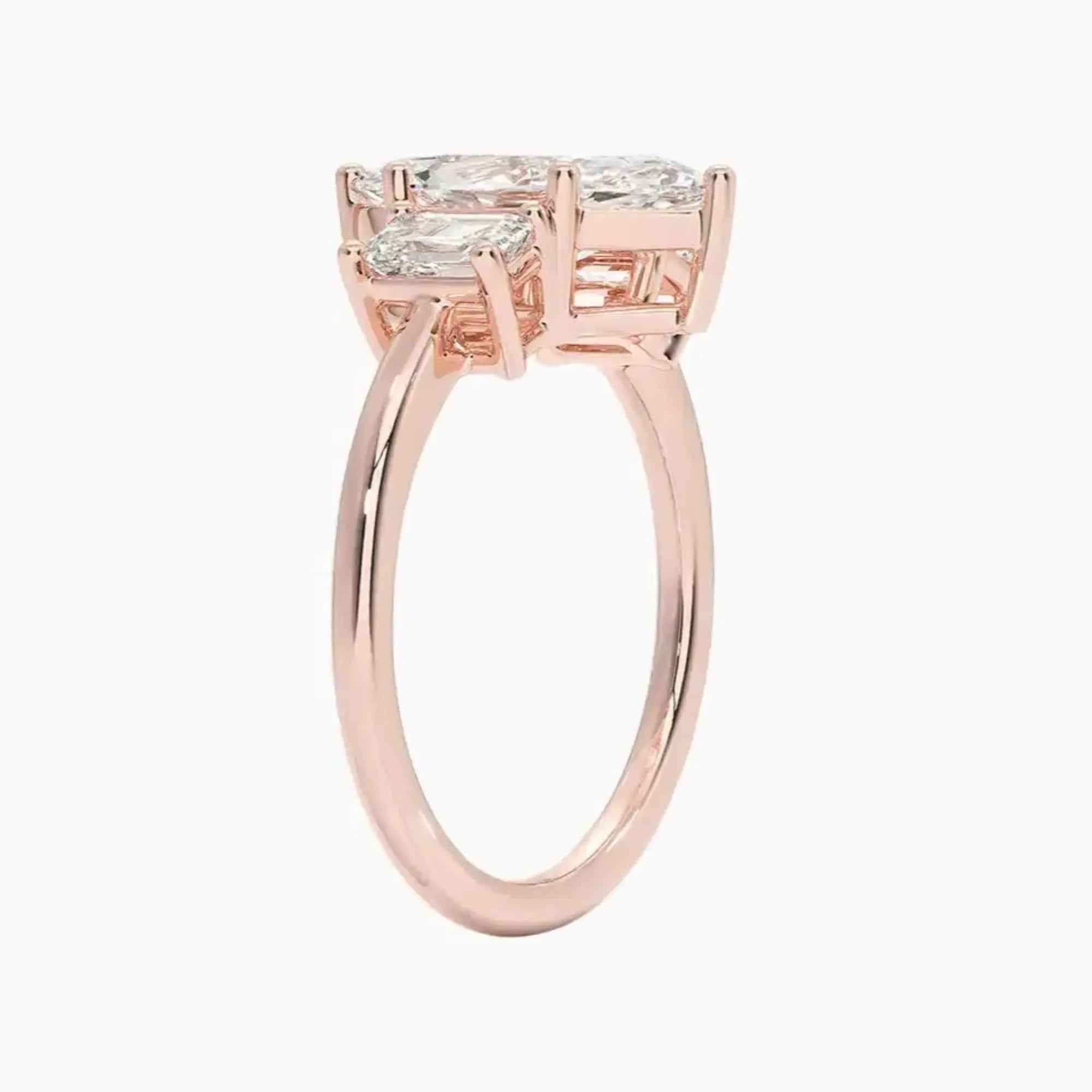 Aurelia Marquise Three Stone 1 Carat Lab Grown Diamond Engagement Ring in 14K Rose Gold