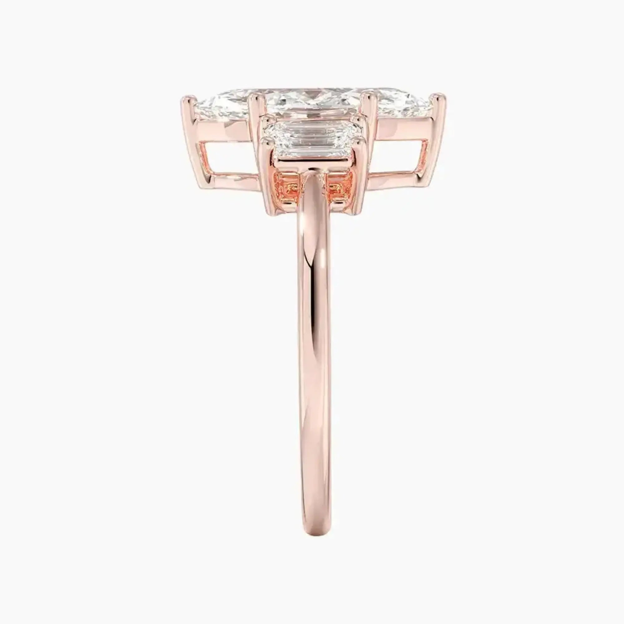 Aurelia Marquise Three Stone Diamond Ring Setting in 14K Rose Gold