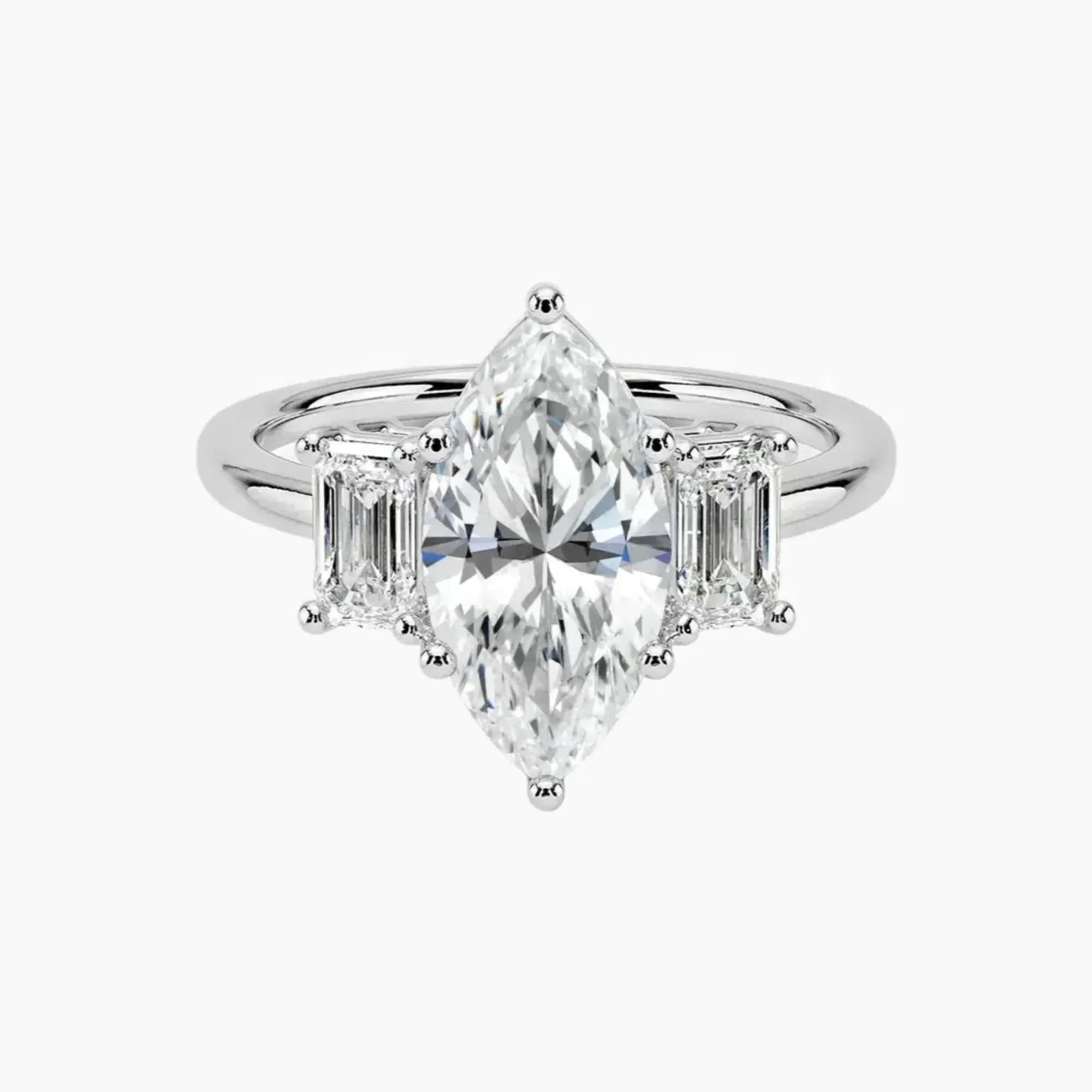 Aurelia Marquise Three Stone 1.5 Carat Lab Grown Diamond Engagement Ring in 18K Rose Gold