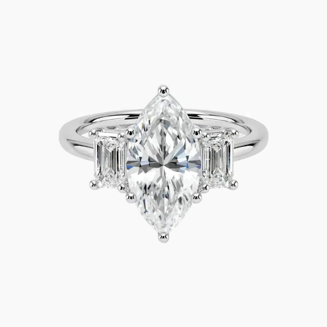 Aurelia Marquise Three Stone 3 Carat Lab Grown Diamond Engagement Ring in 18K Rose Gold