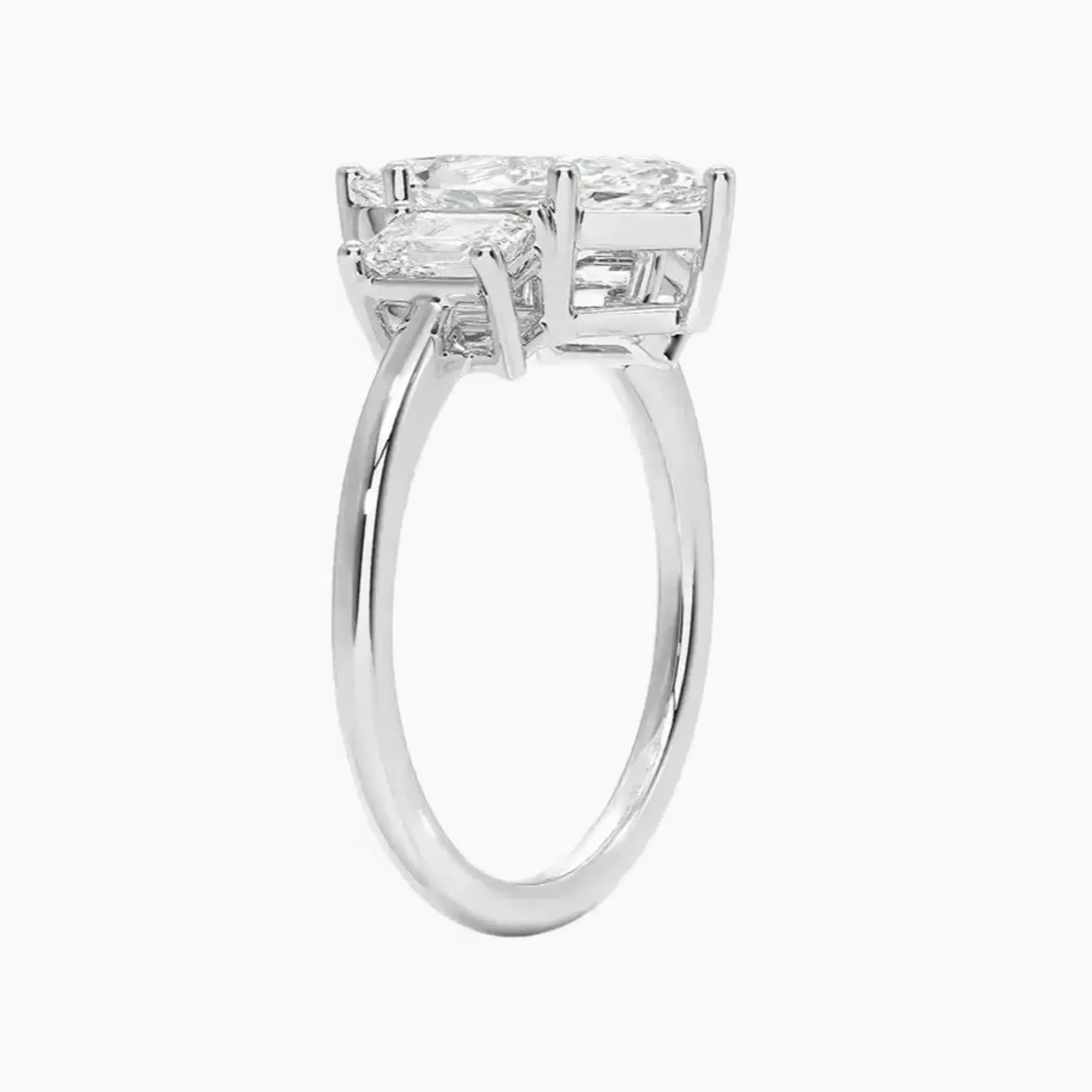 Aurelia Marquise Three Stone 1 Carat Lab Grown Diamond Engagement Ring in 14K White Gold