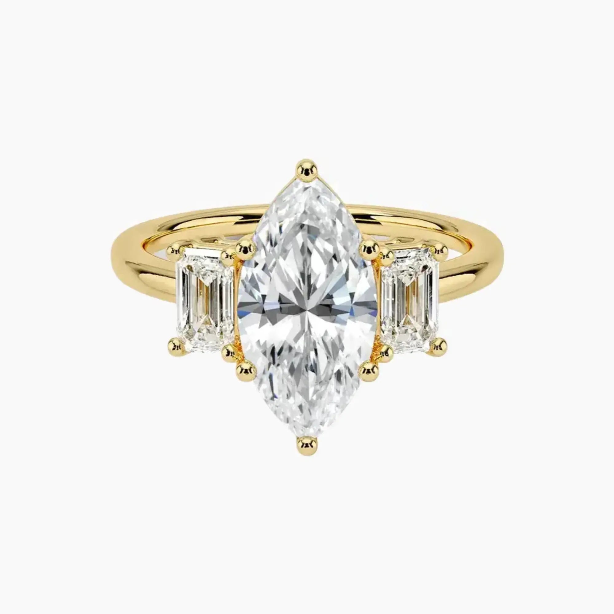 Aurelia Marquise Three Stone 1.5 Carat Lab Grown Diamond Engagement Ring in 18K Rose Gold