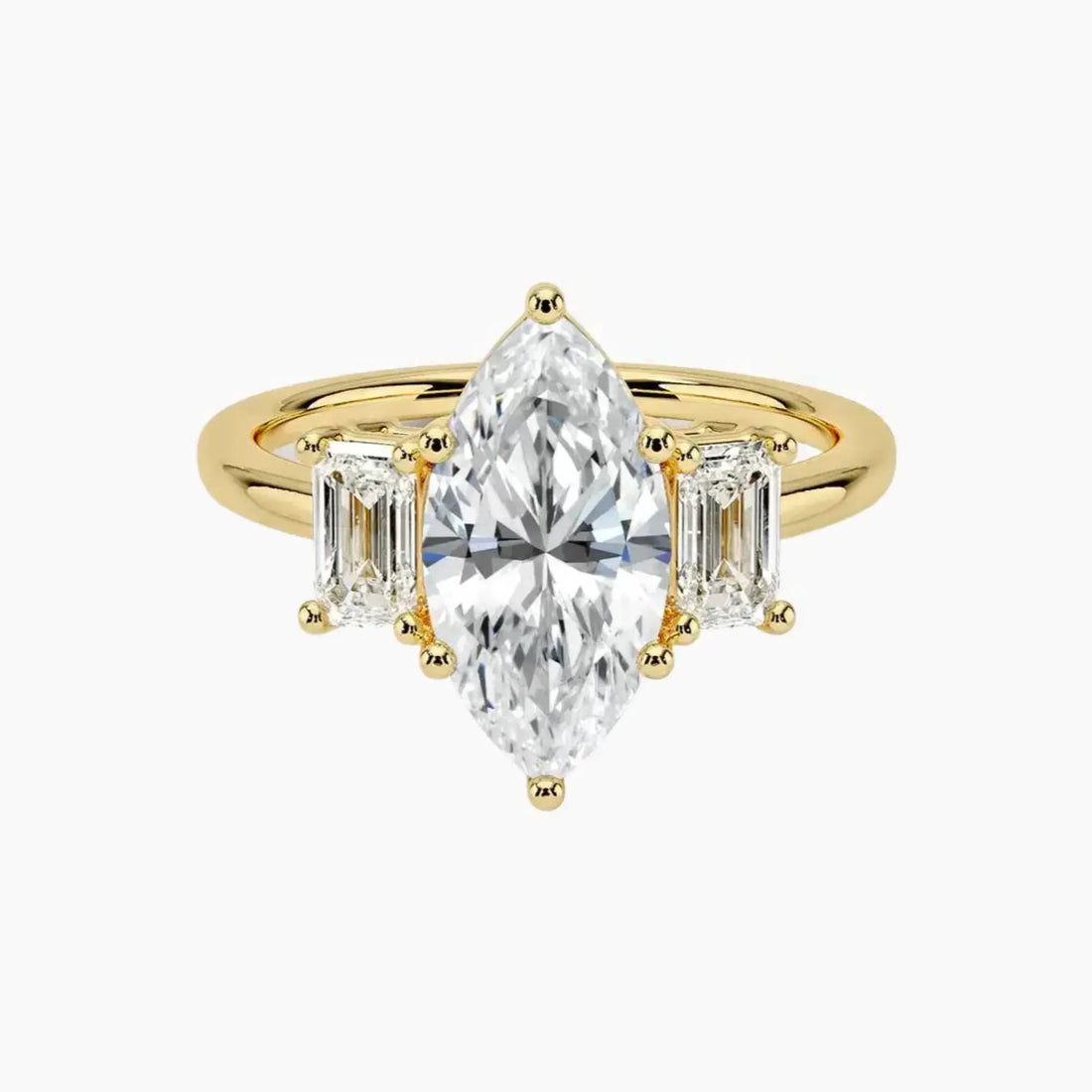 Aurelia Marquise Three Stone 3 Carat Lab Grown Diamond Engagement Ring in 18K White Gold