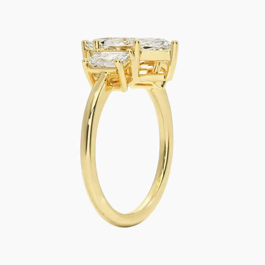 Aurelia Marquise Three Stone 1 Carat Lab Grown Diamond Engagement Ring in 14K Yellow Gold